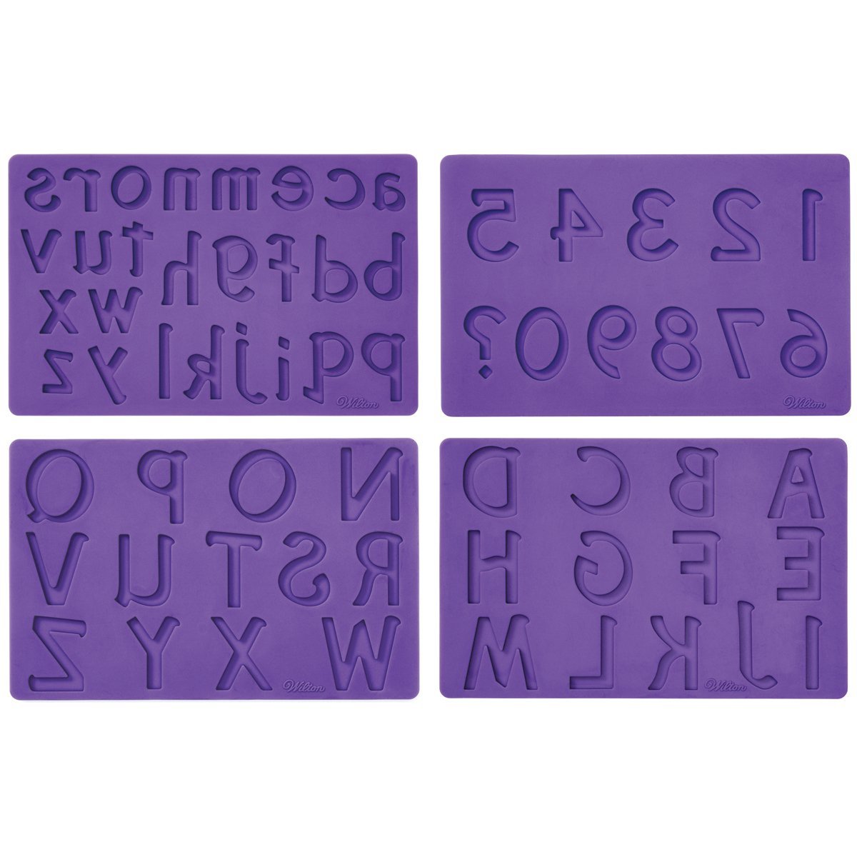 Wilton Silicone Letters And Numbers Fondant And Gum Paste Molds, 4-Piece - Cake Decorating Supplies