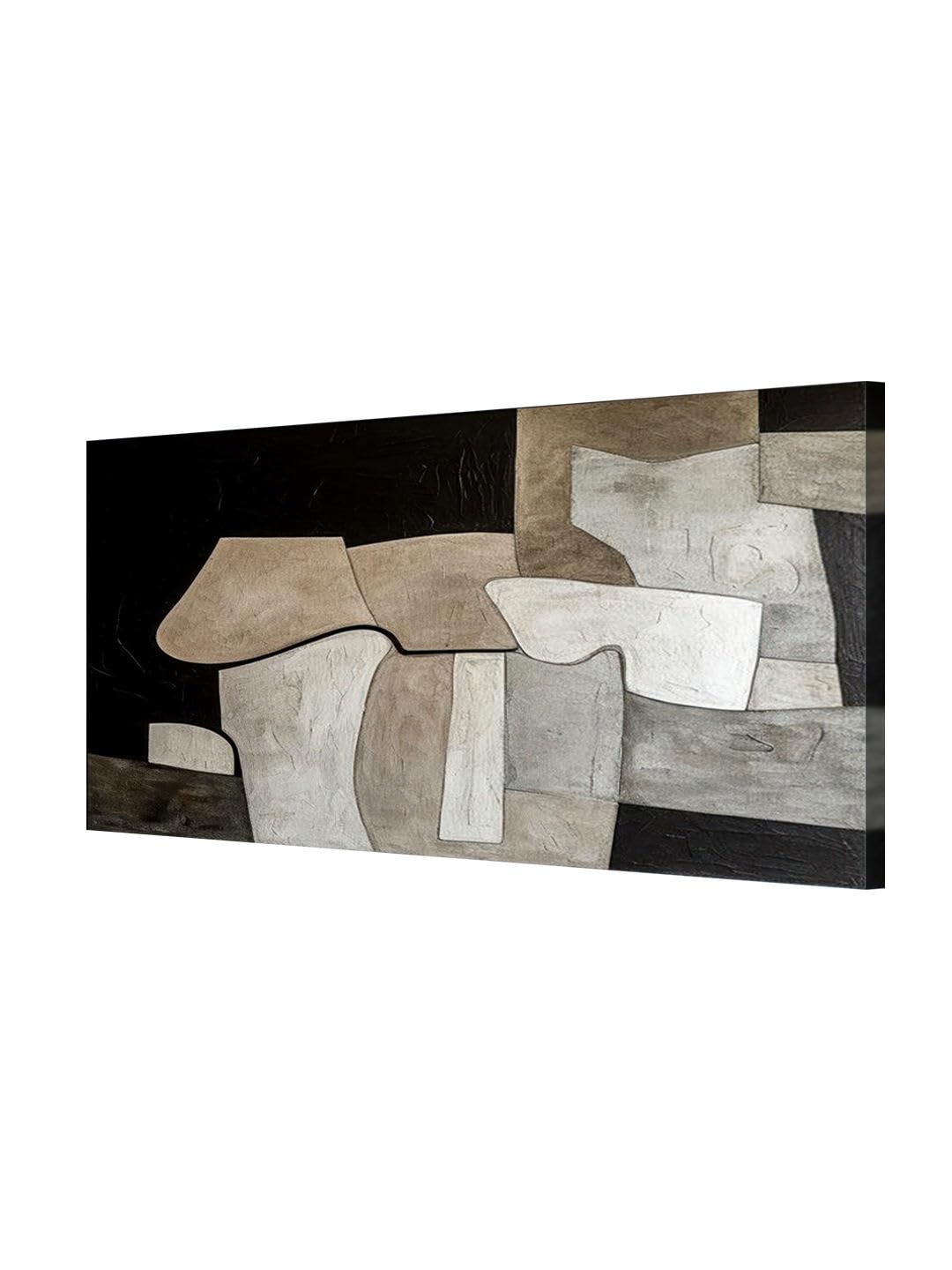 999Store Minimalist Geometric Canvas Painting Neutral Tones Modern Wall Art Decor Large Painting, Big Painting (24X48 Inches Flp