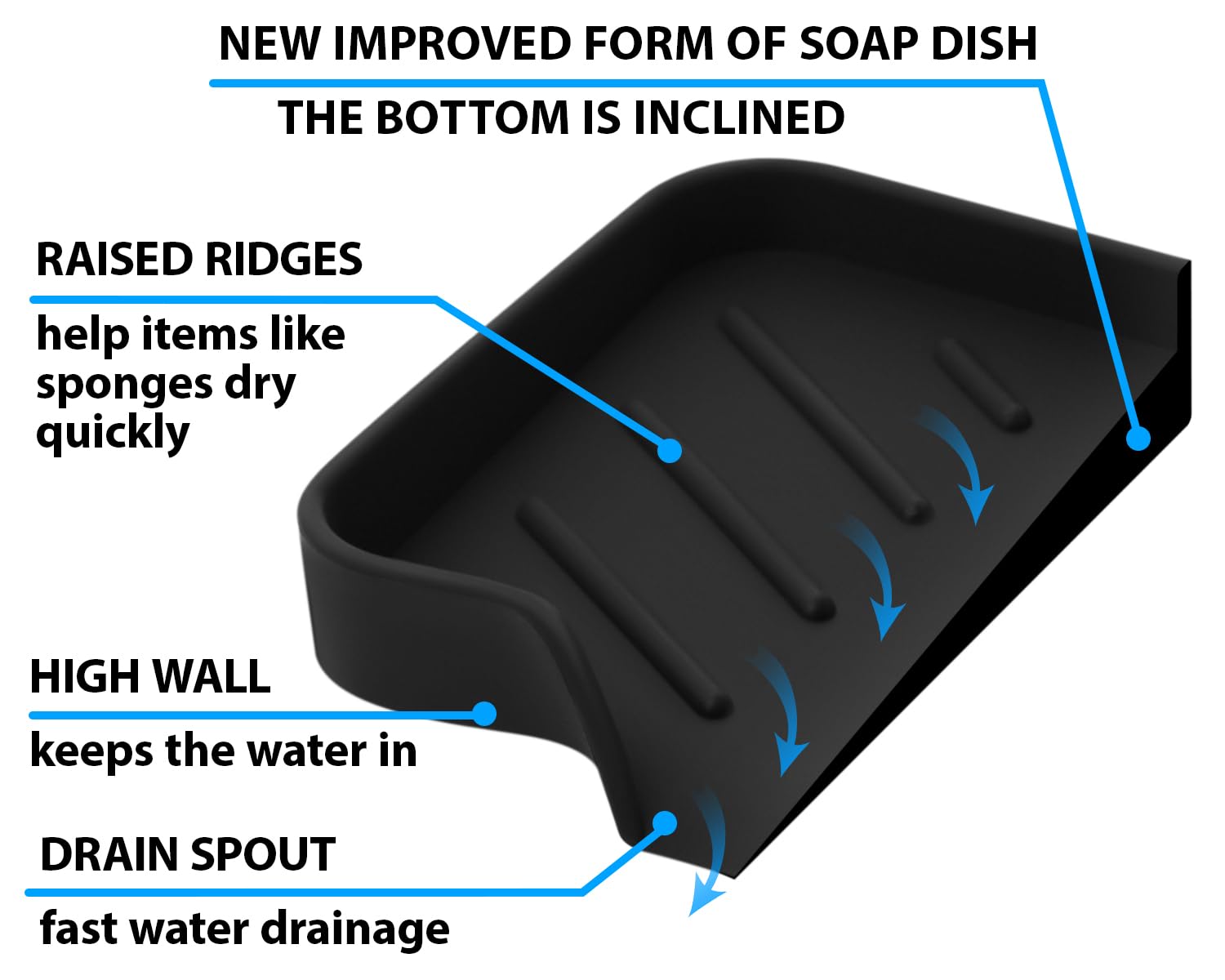 Black Silicone Soap Dish Tray  Self Draining Soap Holder for Bar Soap  Silicone Soap Tray with Drainage  Soap Dishes for Bar Soap  Soap Bar Holder  Dish Soap Tray for Kitchen Counter  Plastic Free
