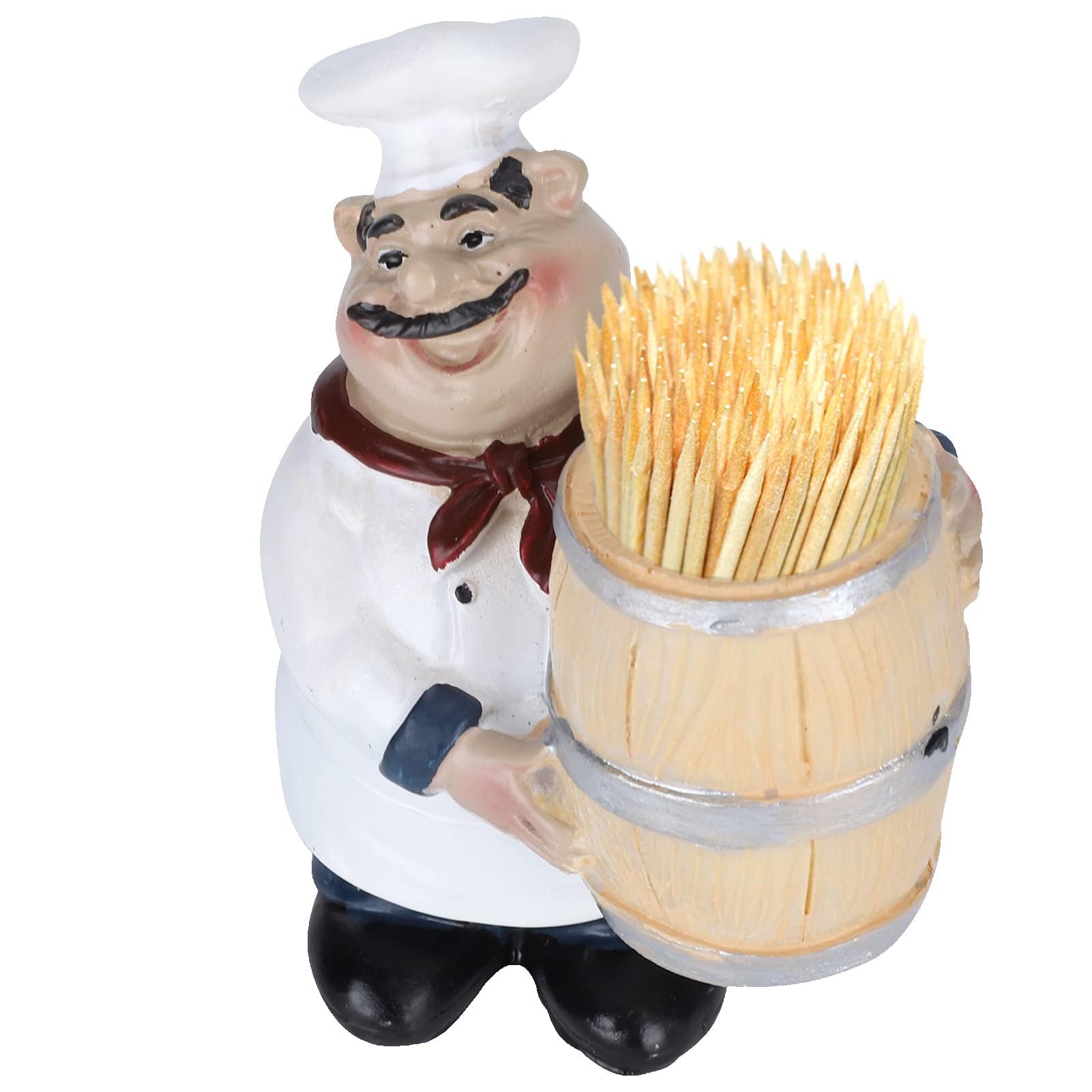 Agatige Chef Figurines Toothpick Holder, Resin Toothpick Dispenser With Italian Chef Statue For Kitchen Counter Restaurant Coffe