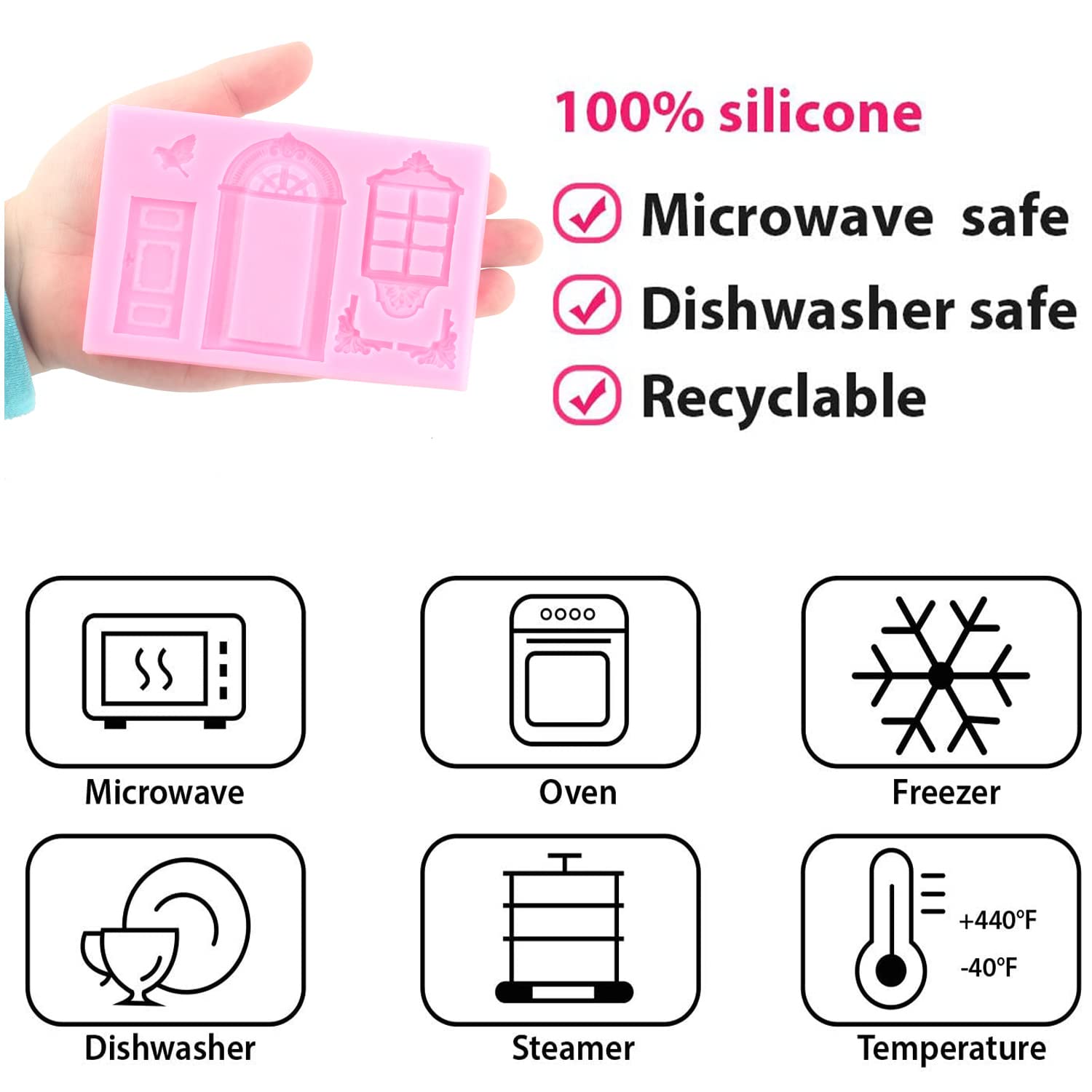Mujing Window Door Silicone Mold Fondant Molds For Chocolate Cake Decorating Candy Gum Paste Set Of 4