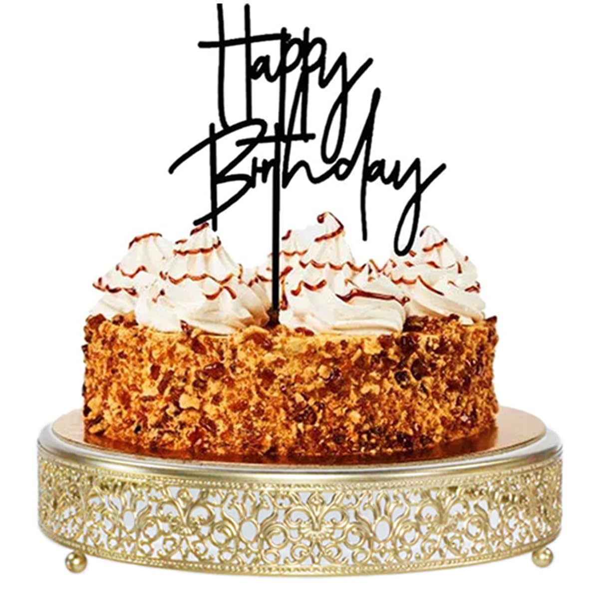 Feictpox Cake Stand, Metal Round Cupcake Dessert Stand Cake Display Holder Cookies Fruit Serving Tray Decor For Wedding Party Bi