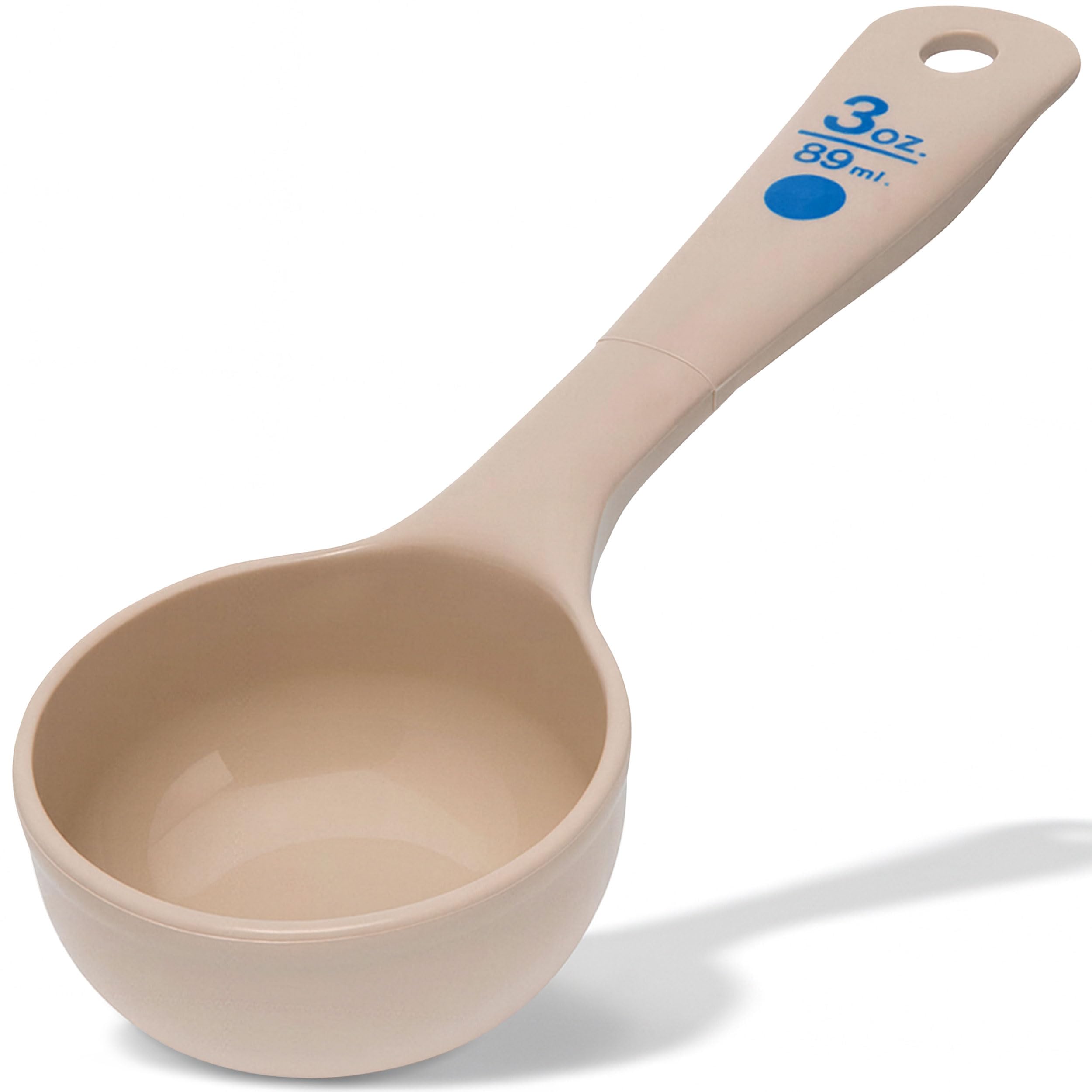 Carlisle FoodService Products 3 Oz Solid Portion Control Spoon - Short Handle Measuring Spoon - Beige Polymer Foodservice Spoon 