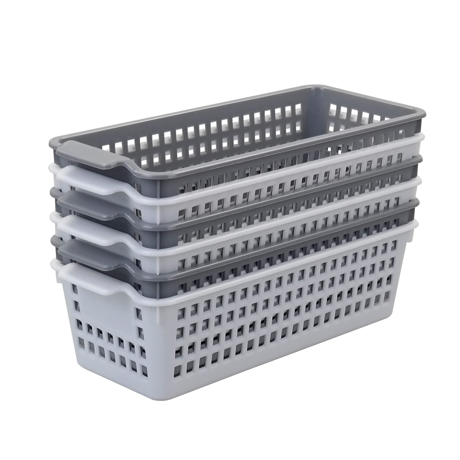 Kiddream 6 Pack Small Storage Baskets, Slim Plastic Baskets Bins, 11.57'' X 5'' X 3.42''