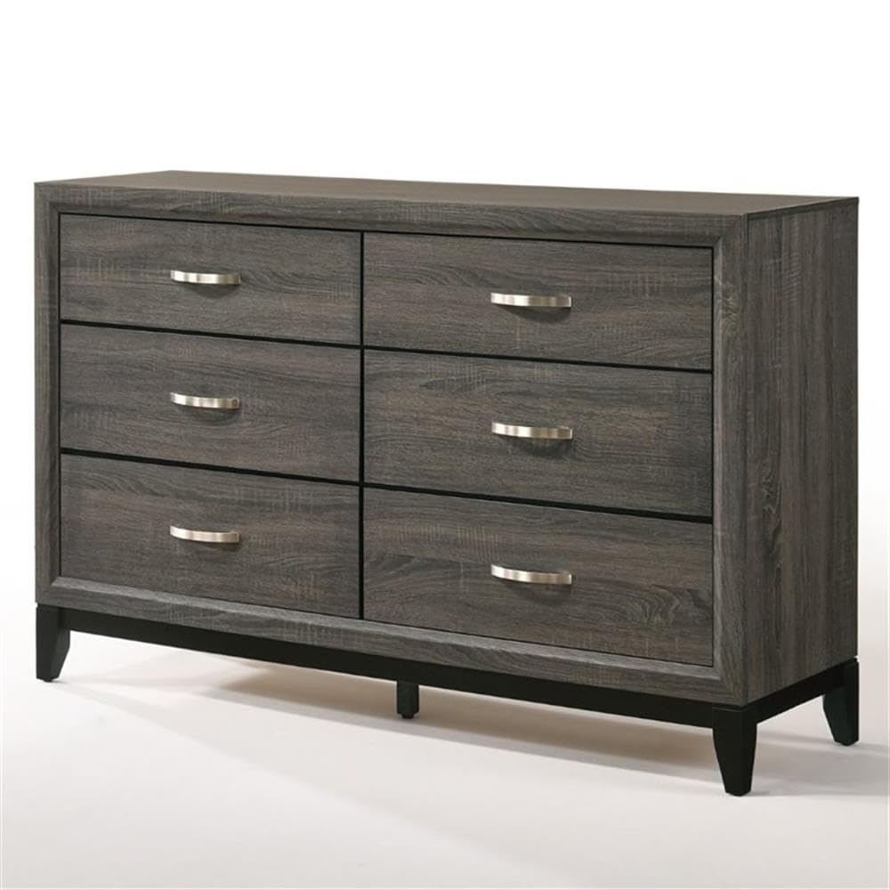 Acme Valdemar Metal and Wood Bedroom Dresser in Weathered Gray