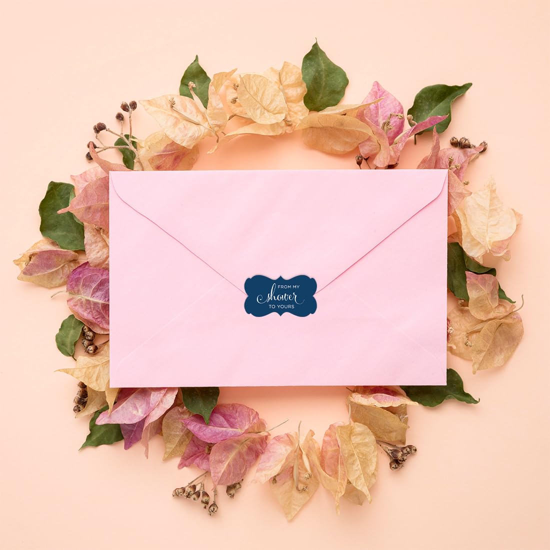 Andaz Press Baby and Bridal Wedding Shower Fancy Frame Label Stickers  from My Shower to Yours  Navy Blue  36-Pack