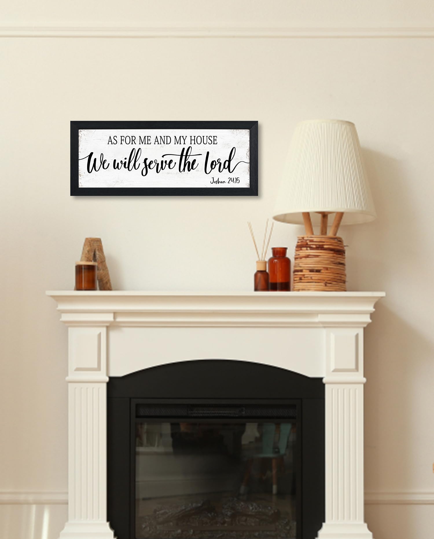 As For Me And My House We Will Serve The Lord Sign: Bible Verse Sign Christian Wall Art Framed Small Plaque Rustic Family Signs