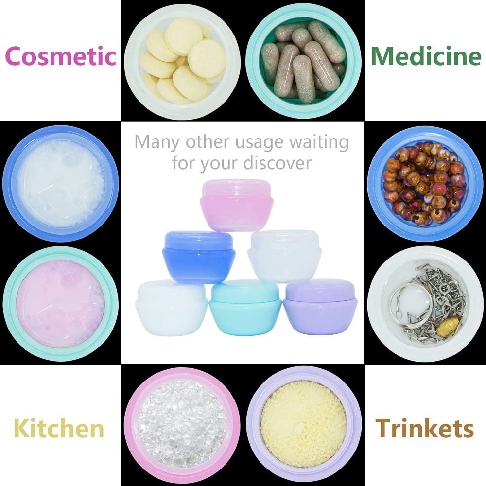 Veaide Plastic Small Travel Containers For Toiletries, Tsa Approved Leakproof Refillable Cosmetics Makeup Jars With Lids For Cre