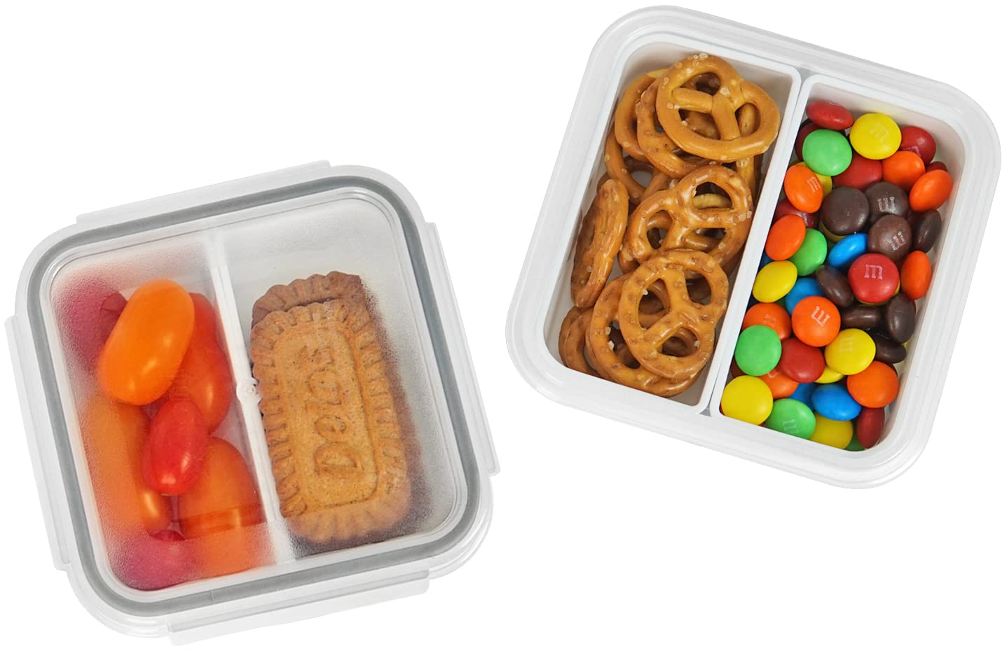 Carrotez 2 Compartment Snack Containers, Small Food Storage Containers, Small Snack Containers With Airtight Lids For Mini Fridg