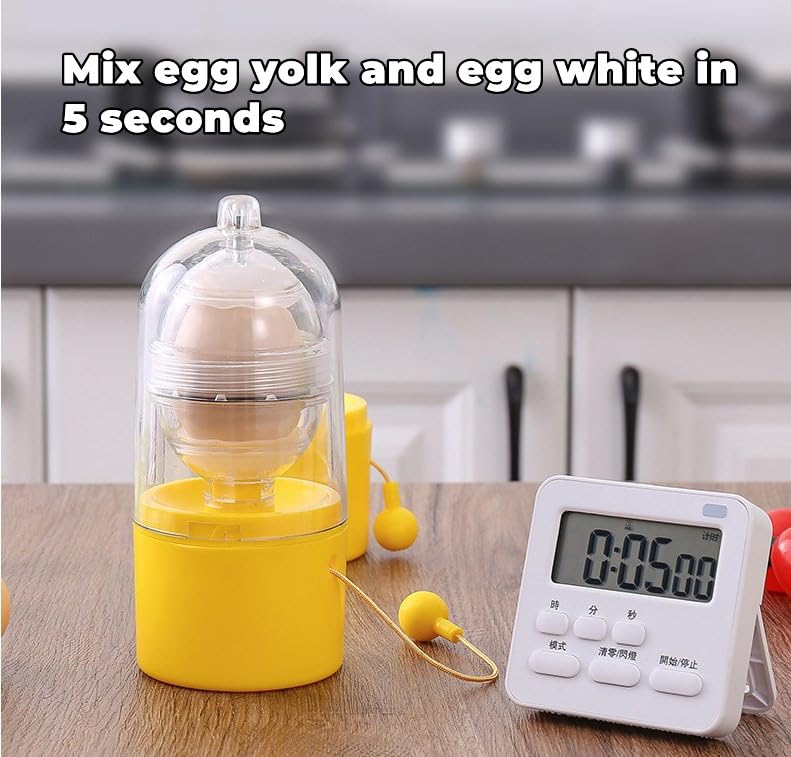 Egg Scrambler Shaker, Whisk Hand Powered Golden Egg Maker Eggs Yolk White Mixer Cooking Utensil Kitchen Gadgets Egg Pudding Make