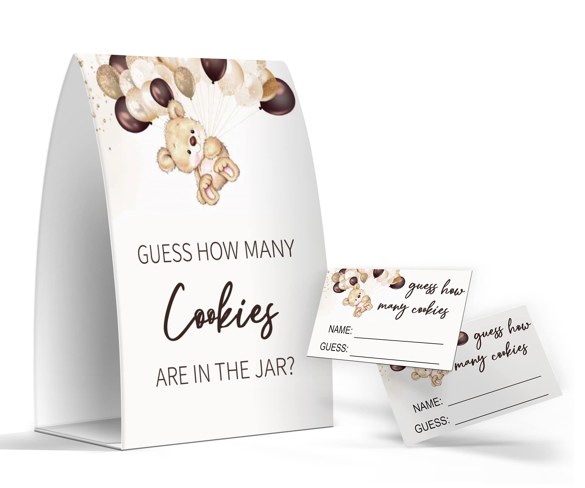 Guess How Many Cookies Are In The Jar, Baby Shower Games, Baby Shower Decorations - One Sign And 50 Cards(Many026)
