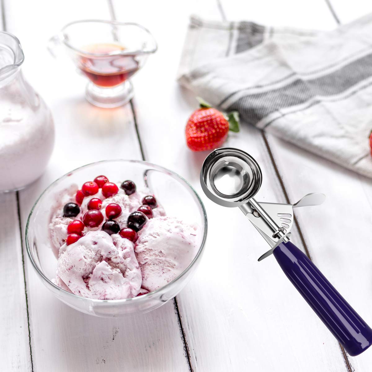 Top Kitchen Ice Cream Scoop Disher- #40 (3/4 Oz), Portion Control, 18/8 Stainless Steel, Plastic Handle