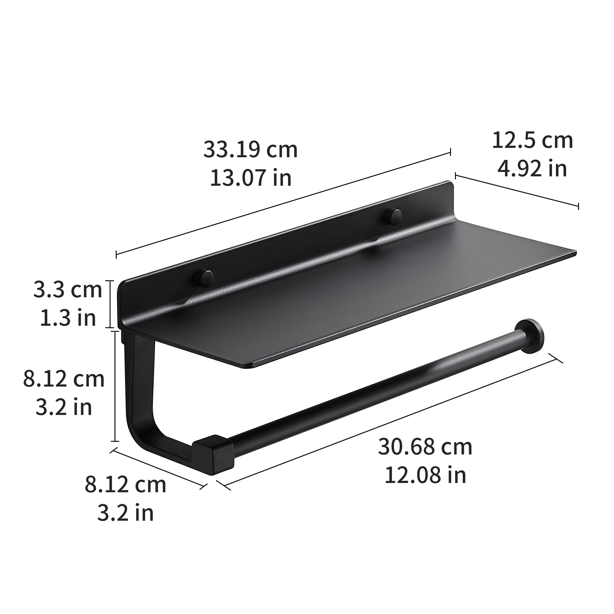 Joom Hand Towel Holder For Bathroom -Paper Towel Holder Wall Mount - For Bathroom Black Paper Towel Holder With Shelf -Kitchen T