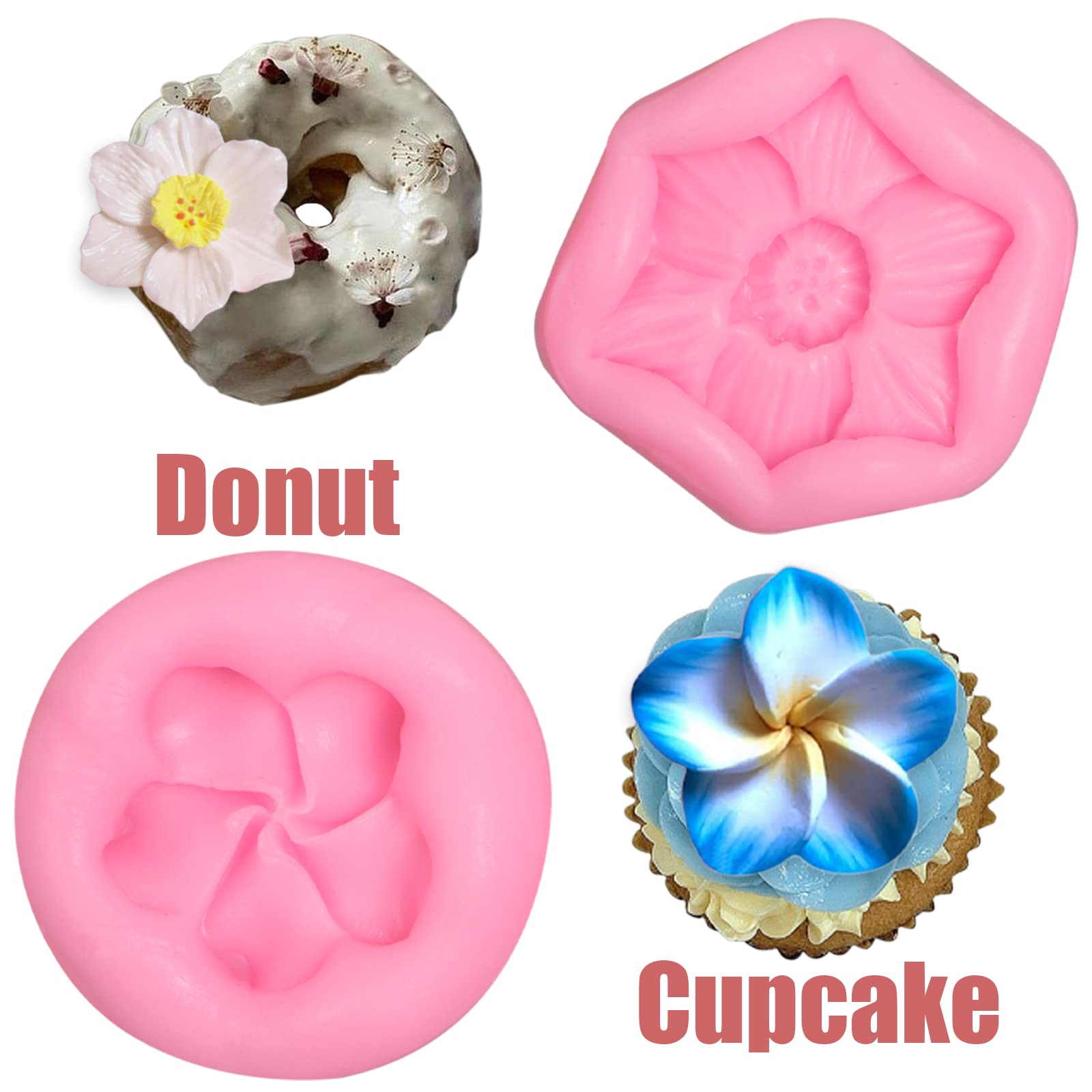 Flowers Silicone Chocolate Molds 4 Pcs Sunflower Fondant Silicone Molds Chrysanthemum Orchid Grass Mould For Cake Decoration Can