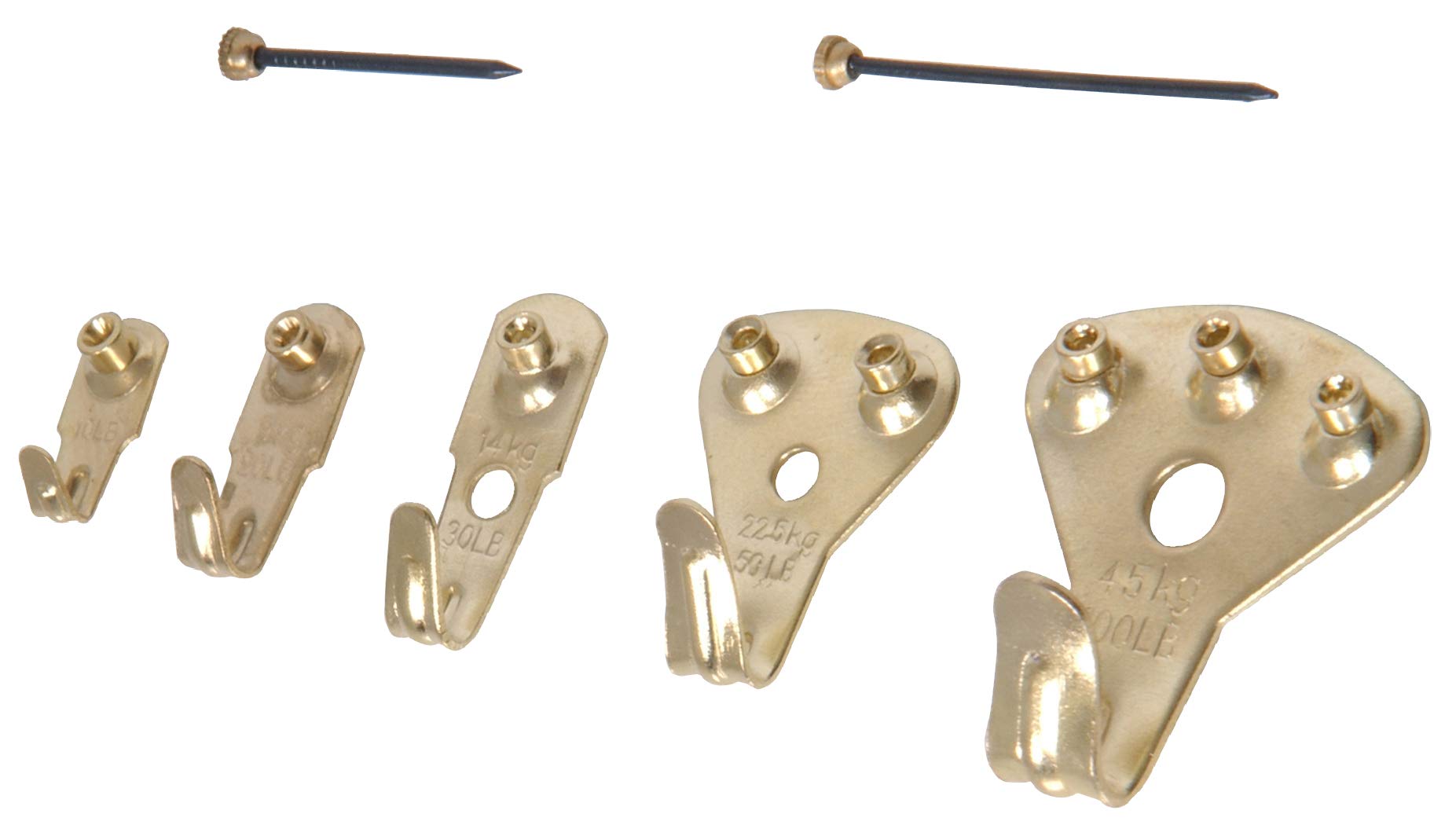 Hillman 42086 Elite Picture Hanging, No Size, Brass, 5 Piece