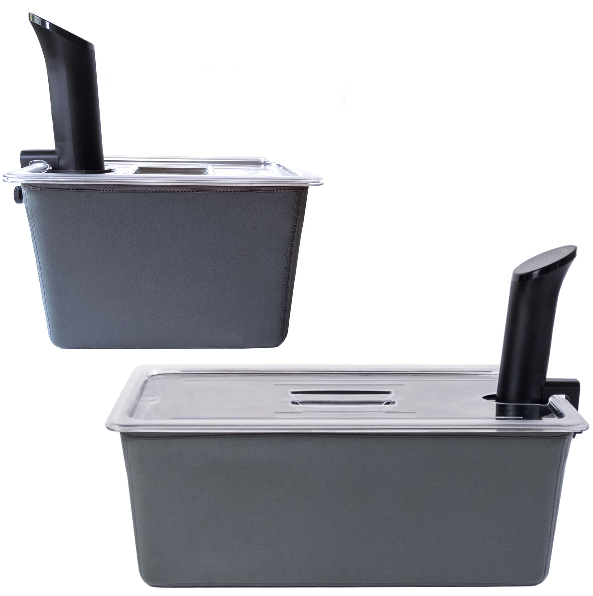 Veske 12 + 26 QT Insulated Sous Vide Container Set with Lids & Neoprene Sleeves  DualSize Water Bath Containers for Precision 