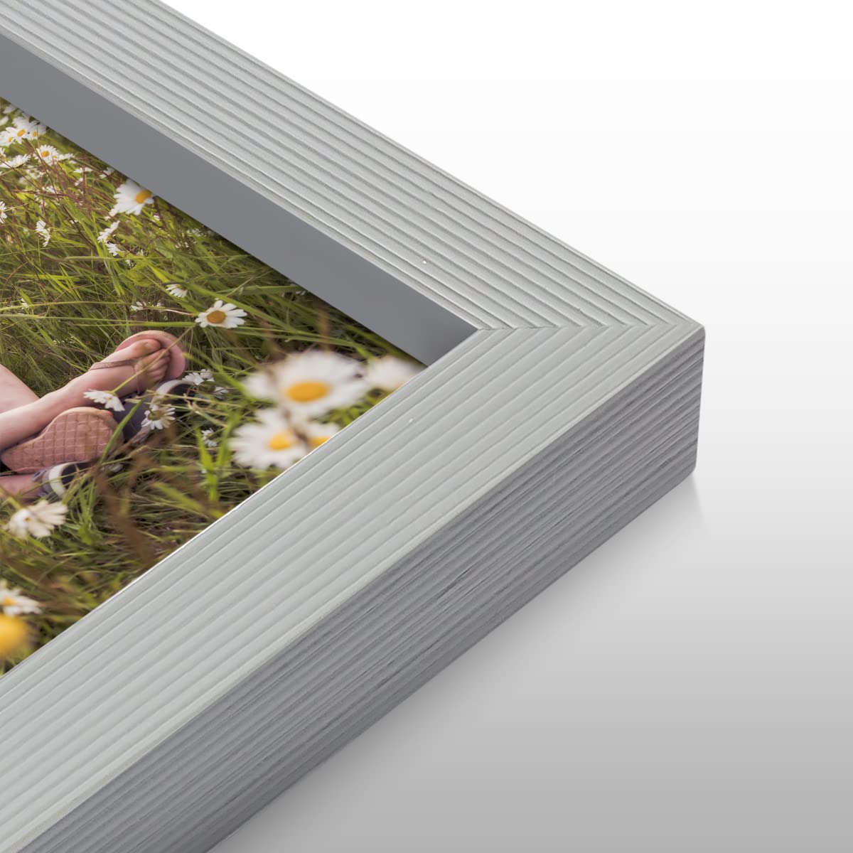 Renditions Gallery 8x8 Custom Photo Prints with Real Wood Picture Frames. Create Personalized Photos Picture Collage with Peel and Stick Photo Frames for Bedroom  Living Room  and Office. Single  Grey Frame