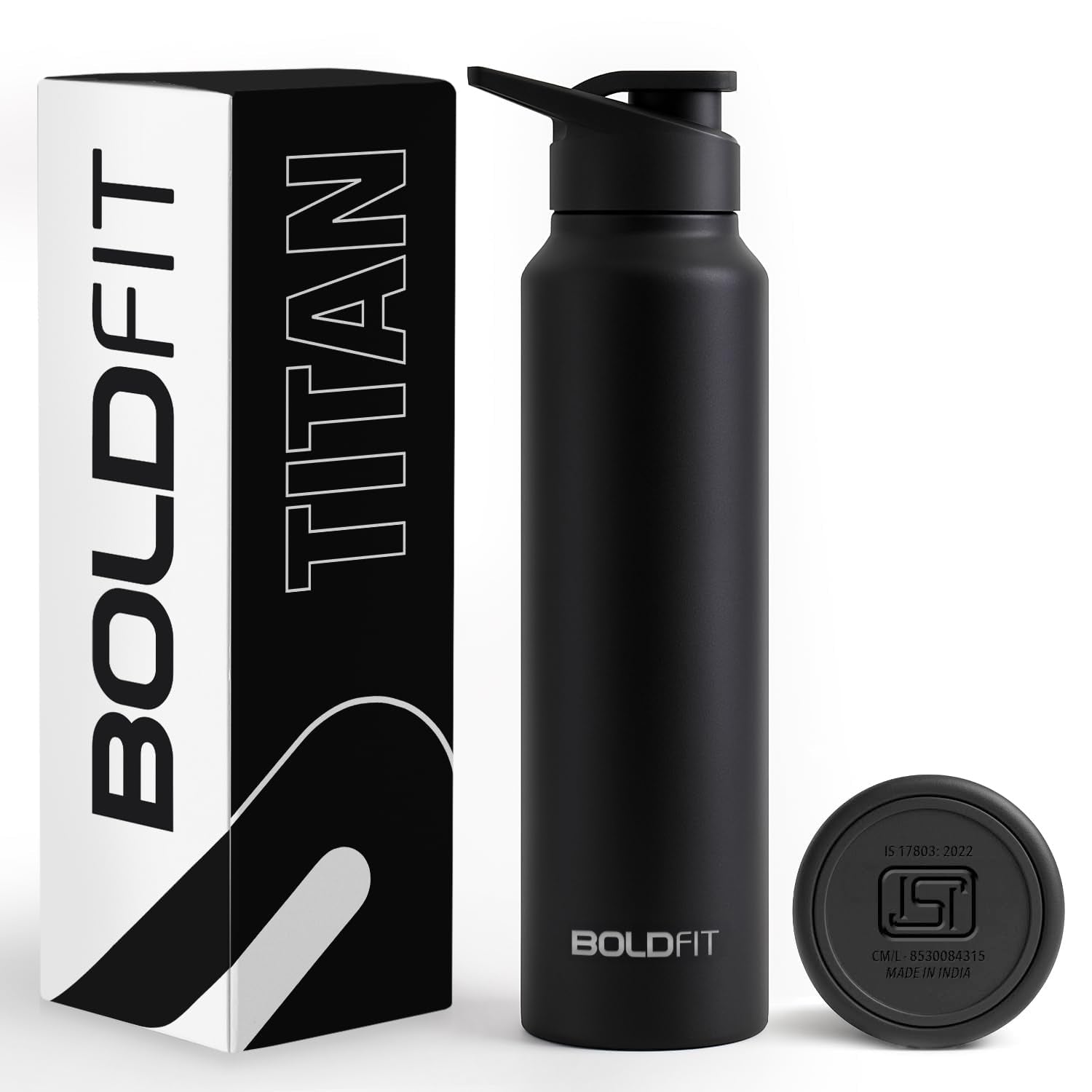 Boldfit Stainless Steel Water Bottle 1 Litre - Bpa-Free, Leak-Proof & Rust-Free Metal Bottle With Handle - Lightweight, Food-Gra