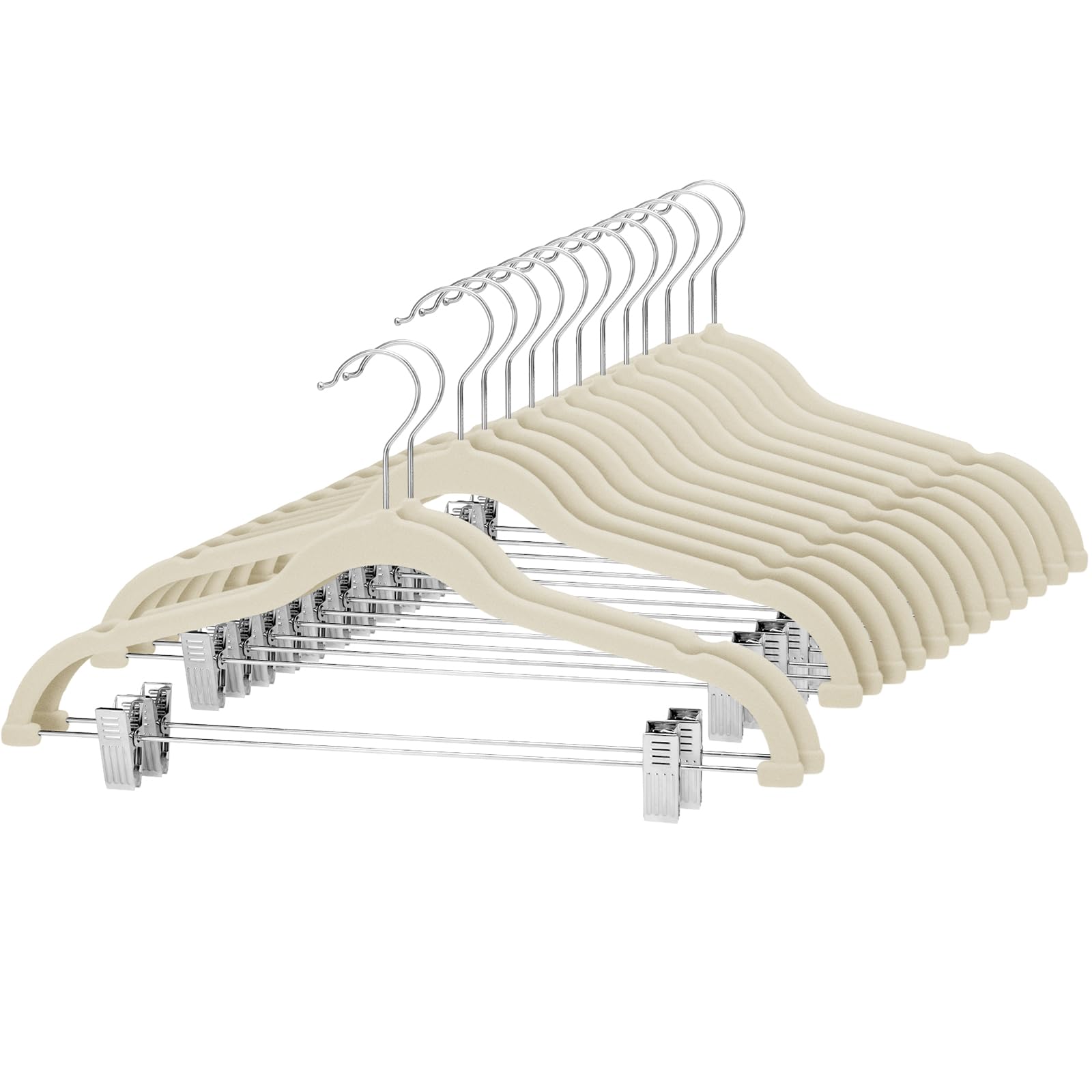 Cozymood Velvet Skirt Hangers 36 Packs Ultra Thin Velvet Hangers With Clips Non Slip Velvet Pant Hangers Space Saving Clothes Ha