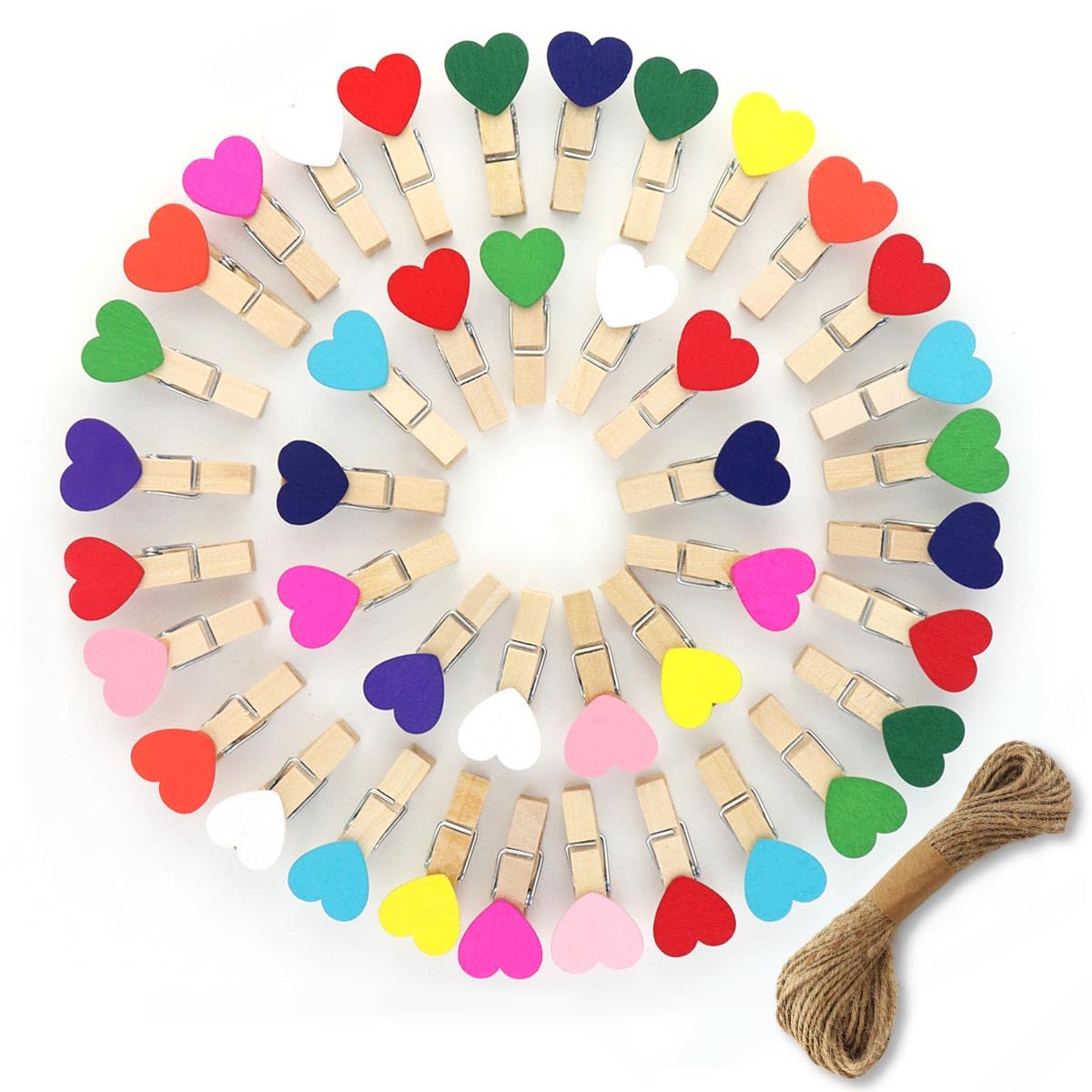 80 Pieces Wooden Heart Clothespins Mini Heart Photo Clips Colorful Small Clothes Pins For Crafts Picture Paper Hanging Natural W
