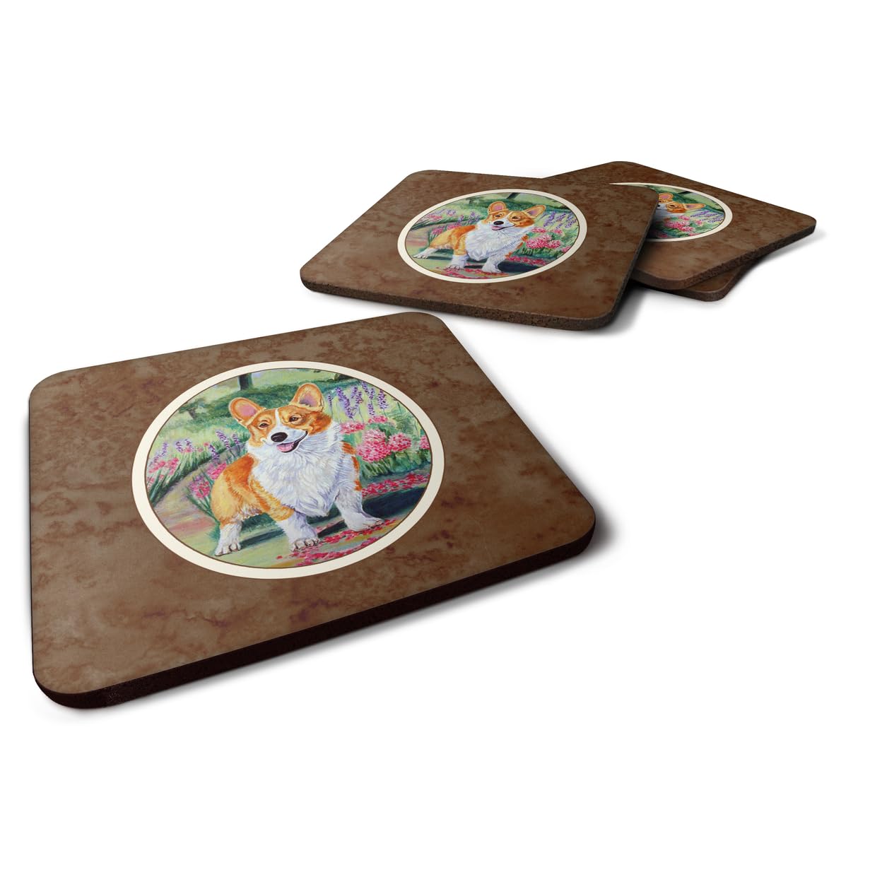 Carolines Treasures Pembroke Corgi Springtime Foam Coasters (Set of 4), 3.5, Multicolor