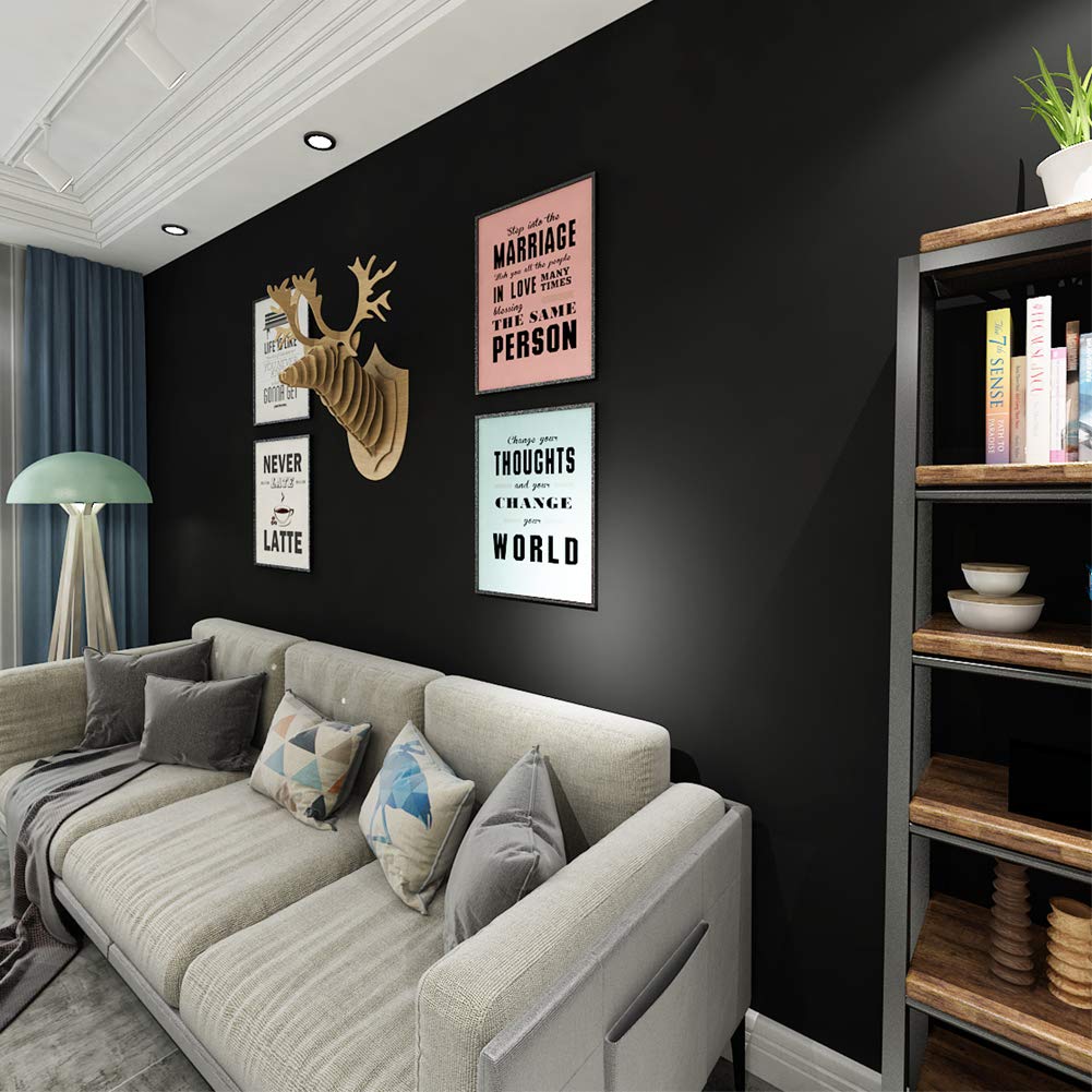 Lacheery Black Wallpaper Peel And Stick Black Contact Paper For Cabinets Matte Solid Color Peel And Stick Wallpaper For Bedroom