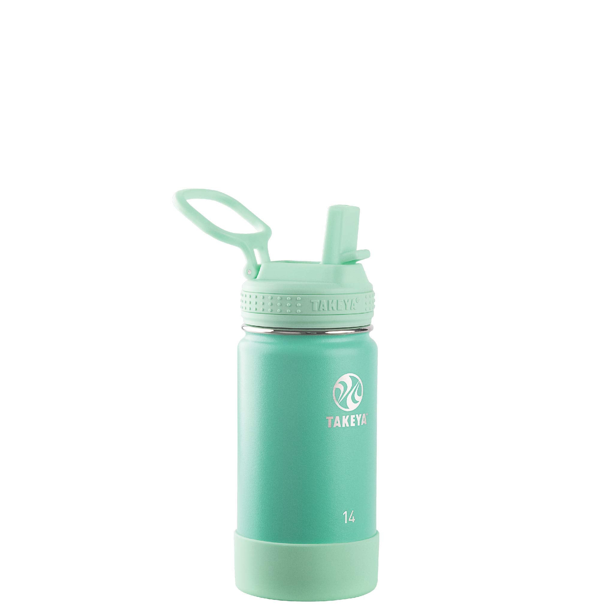 Takeya Actives Kids 14 Oz Vacuum Insulated Stainless Steel Water Bottle With Straw Lid, Seafoam