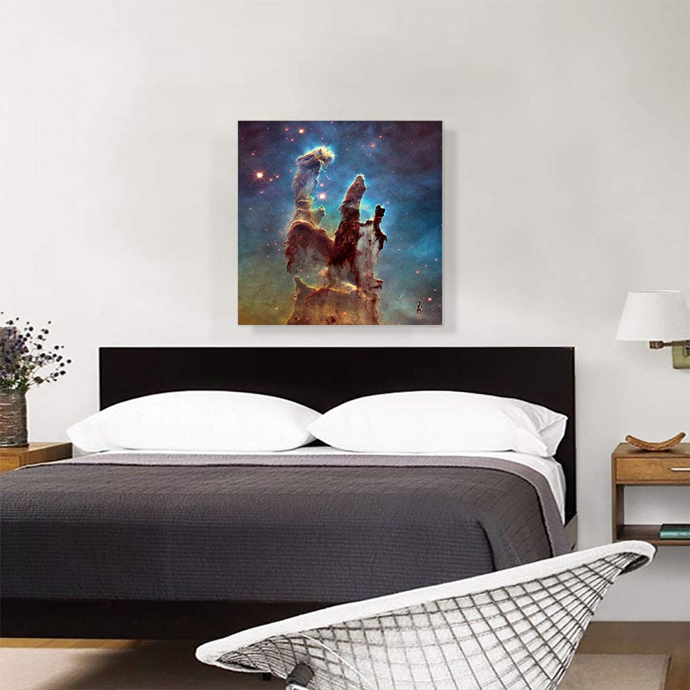 ARTCANVAS Hubble Telescope Pillars of Creation Eagle Nebula M16 Canvas Art Print Stretched Framed Painting Picture Poster Giclee Wall Decor - 26'' x 26'' (0.75'' Deep)