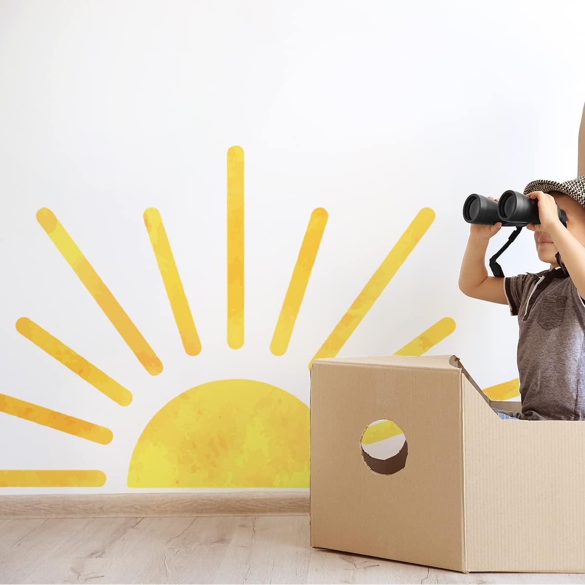 37 X37 Inch Boho Half Sun Wall Decals Removable Sunshine Wall Sticker Vinyl Peel And Stick Half Sun Decals Wall Art For Girls Ki