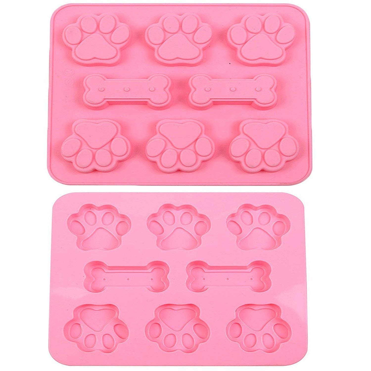Silicone Molds Pet Paw Print With Bone Treat Dog Candy Chocolate Soap 3 Pack Mold
