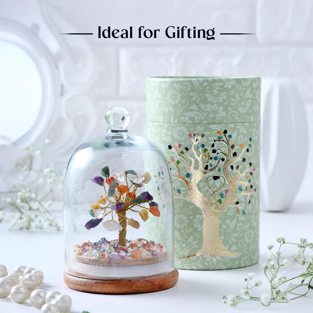 Astrotalk 7 Chakra Crystal Dome Tree | Align Chakras & Elevate Energy | Feng Shui Items for Good Luck | Home Decor for Living Room & Office | Housewarming Gifts | Aesthetic Home Decor Items