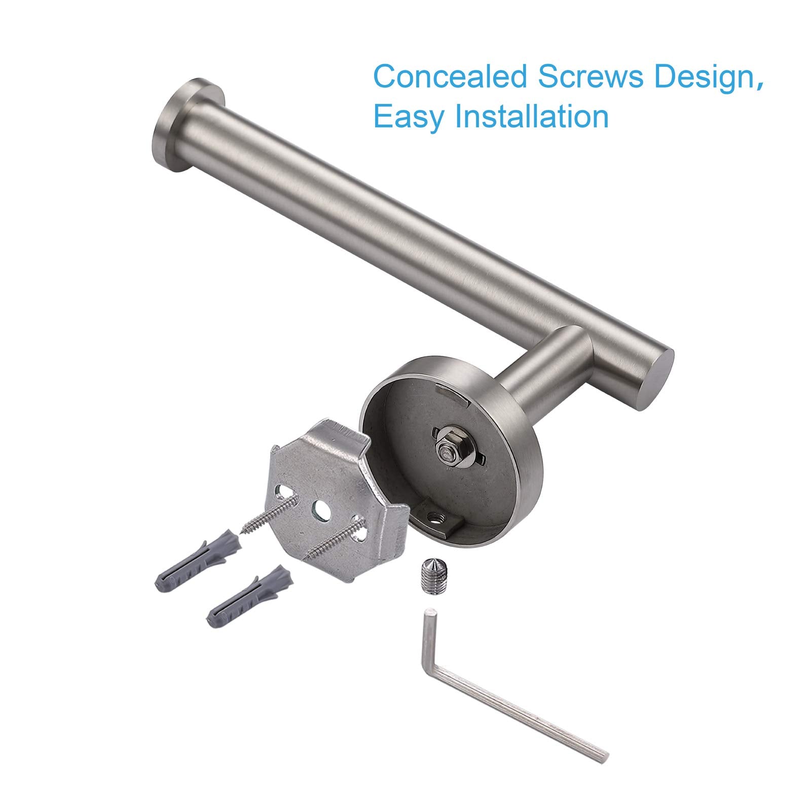 TASTOS Brushed Nickel Toilet Paper Holder SUS304 Stainless Steel  Modern Round Tissue Roll Holders Wall Mount  Toilet Paper Roll Dispenser Bathroom 5 inch TP Holder for Kitchen Washroom