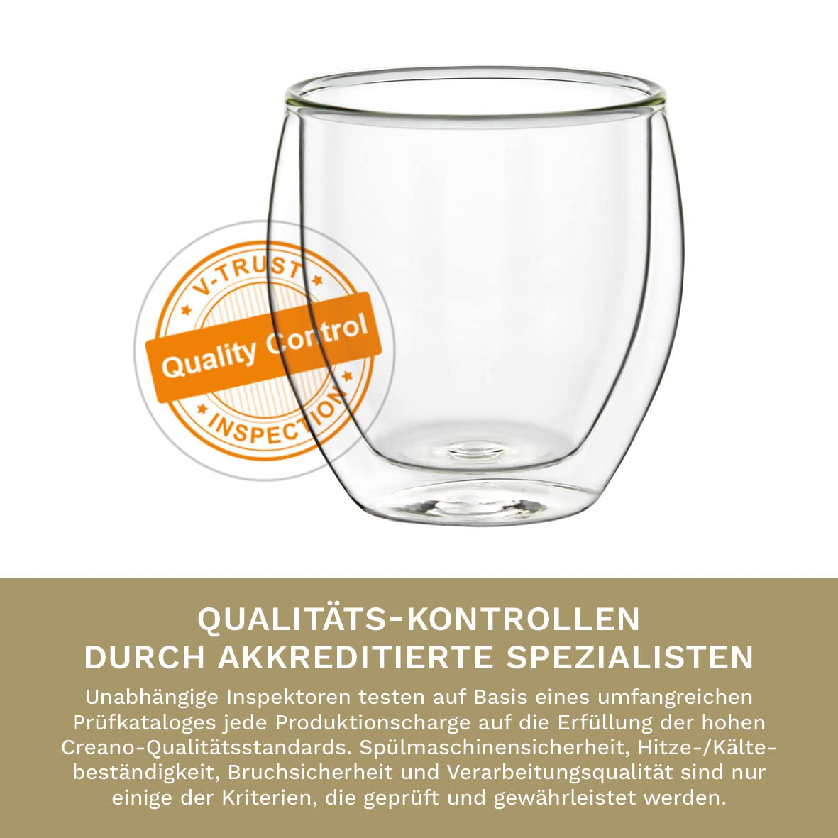 Creano Double Wall Espresso Glasses 3.5 OZ  Insulated Glass Cups - 6X 3.5oz (100ml)