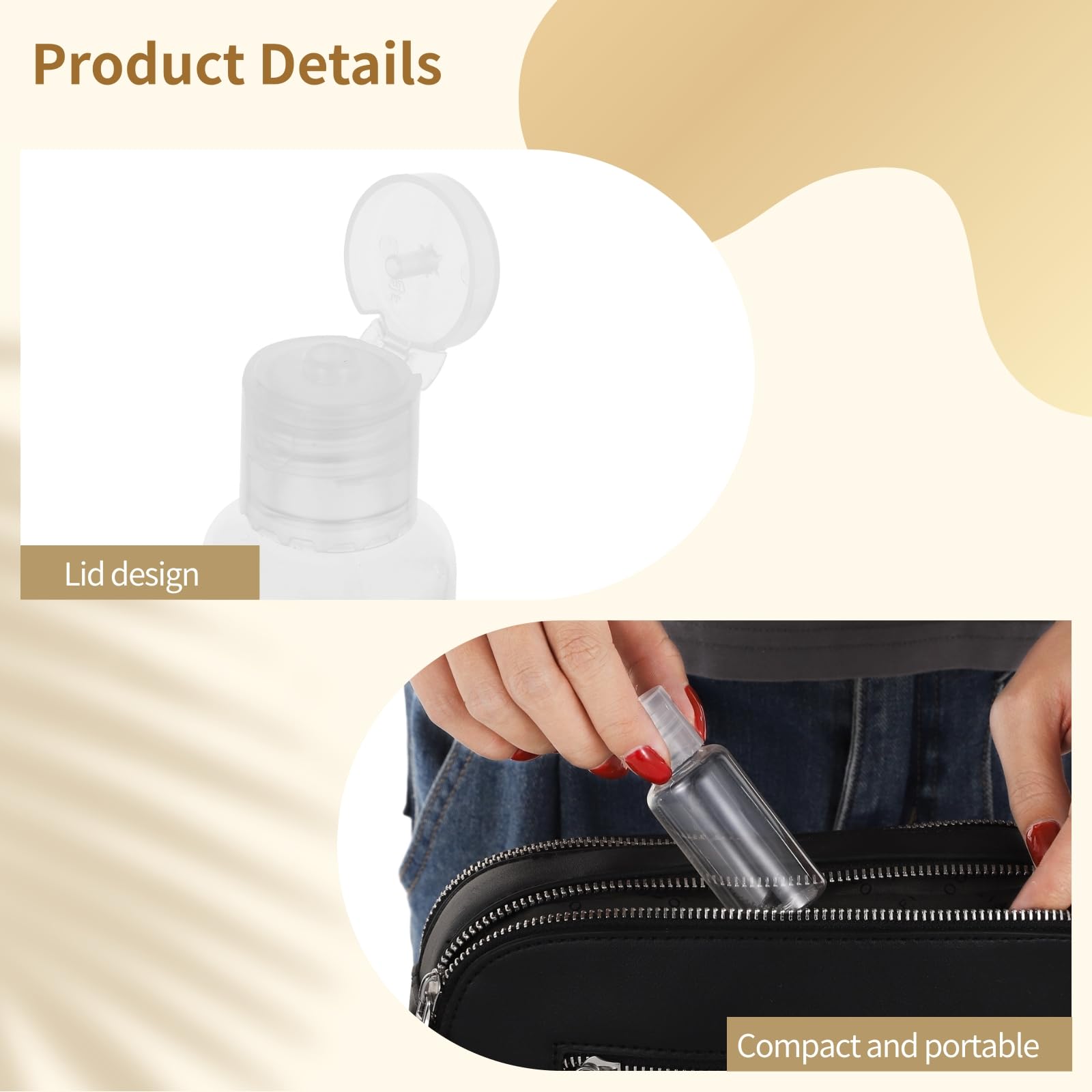100 PCS 1OZ Travel Bottles with Flip Cap - 30 ml Clear Plastic Travel Size Containers, Portable Leak Proof Squeeze Bottles Refil