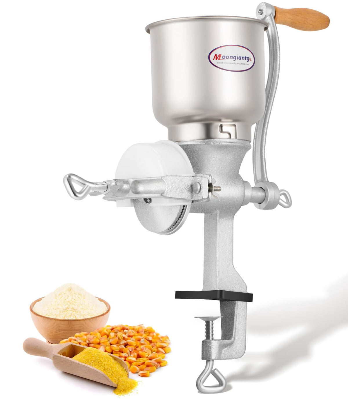 Moongiantgo Corn Grinder Mill Cast Iron Grain Mill Hand Grinder With Large Hopper For Corn Barley Wheat Berries Coffee Chickpeas