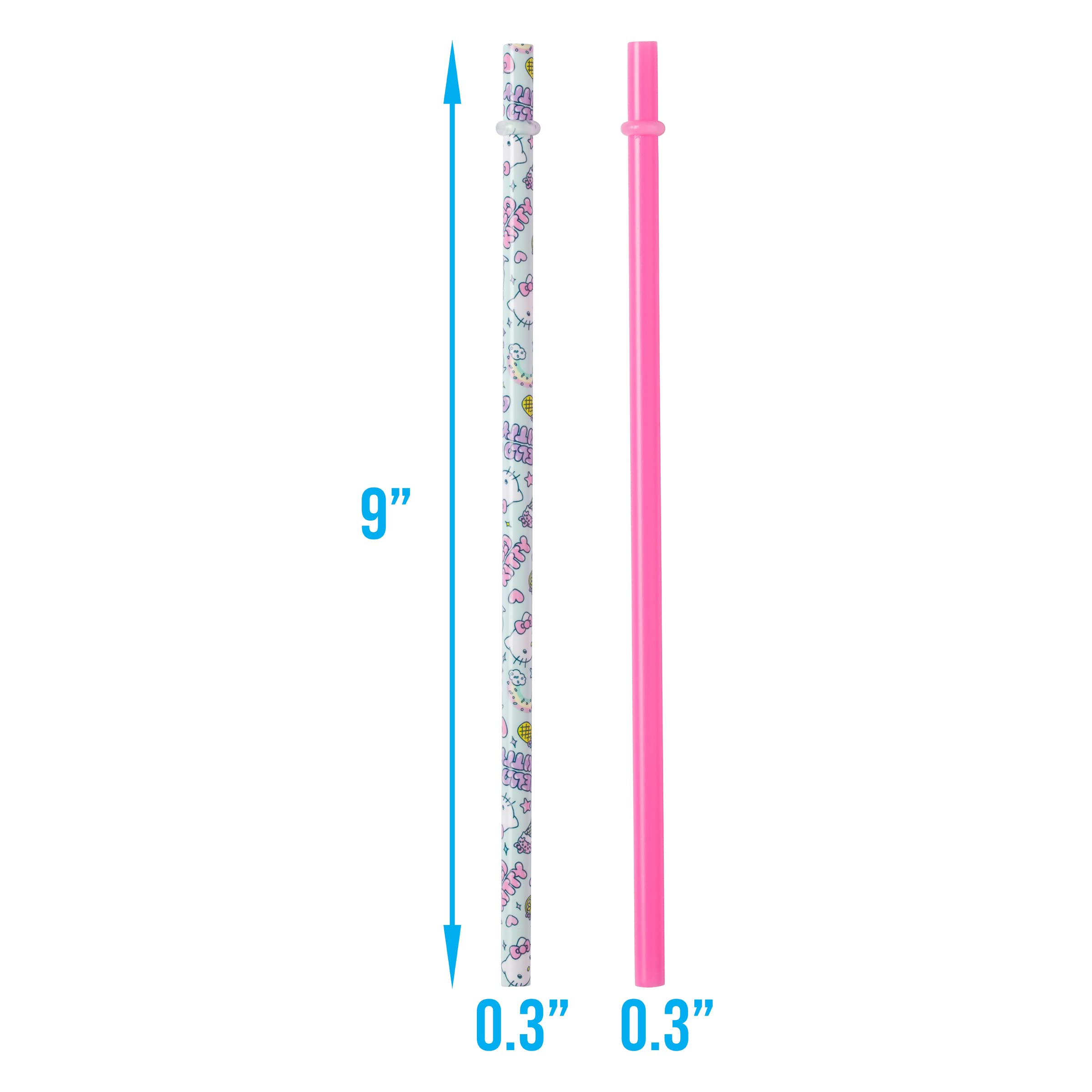 Silver Buffalo Sanrio'S Hello Kitty Kawaii Treats 4Pc Reusable Plastic Straw Set,10X1.5X.25, Pink