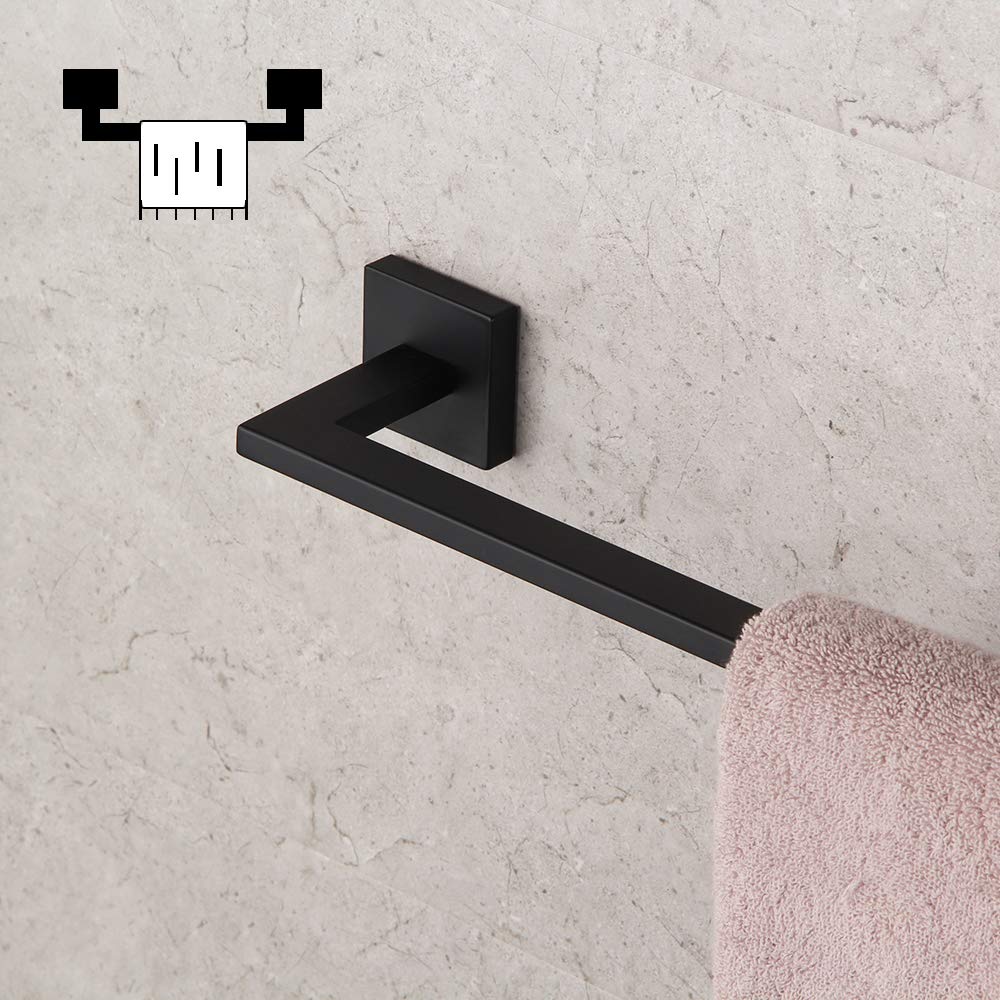 Gerzwy 18-Inch Bathroom Towel Bar Sus 304 Stainless Steel Bath Towel Bar Matte Black Modern Square Style Wall Mount Ig1802C45-Bk