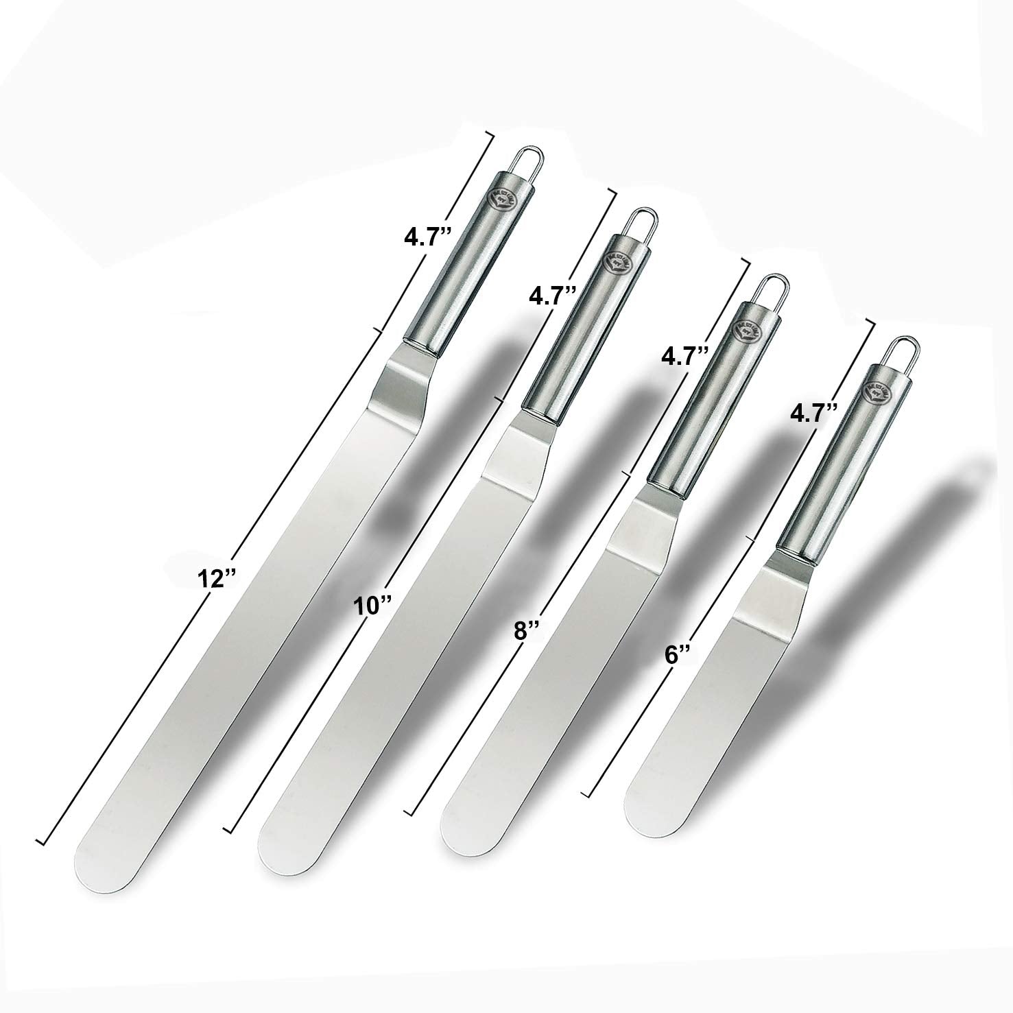 Newlineny Professional Bakers All Stainless Steel 4 Spatula Set - 6    8    10    And 12    Offset Blades For Better Icing Frost