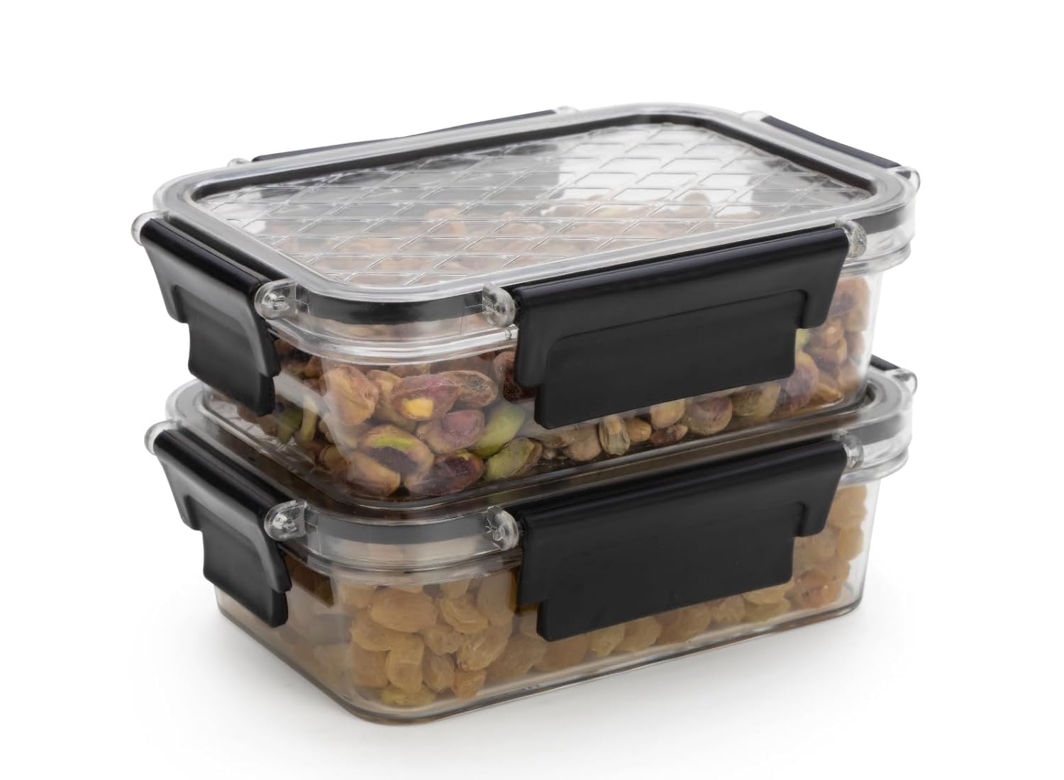 Jilra 2 Pcs Airtight Food Storage Container Set 350Ml + 350Ml | Bpa Free Leakproof Kitchen Containers With 4 Side Lock Lid For F
