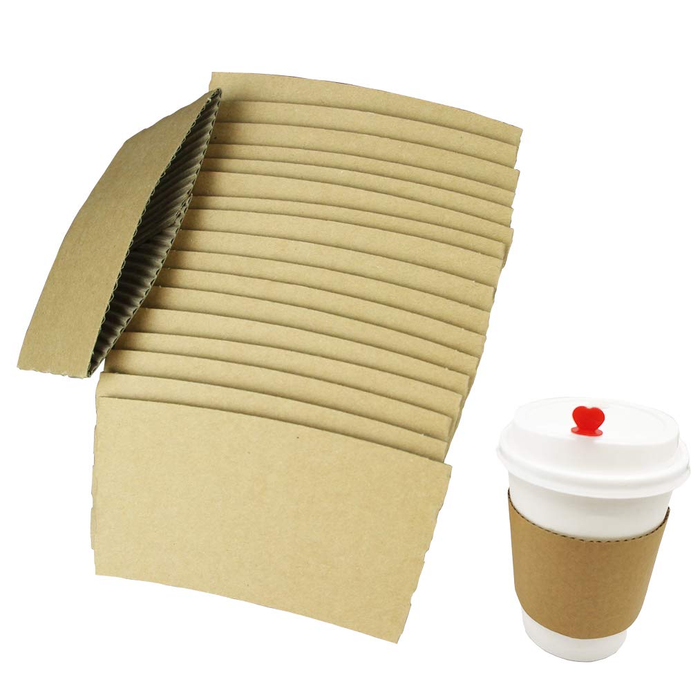 Echodone 8 Oz Disposable Coffee Cup Sleeves For Hot Drinks Paper Corrugated Cup Jackets 200 Count (Without Cups)