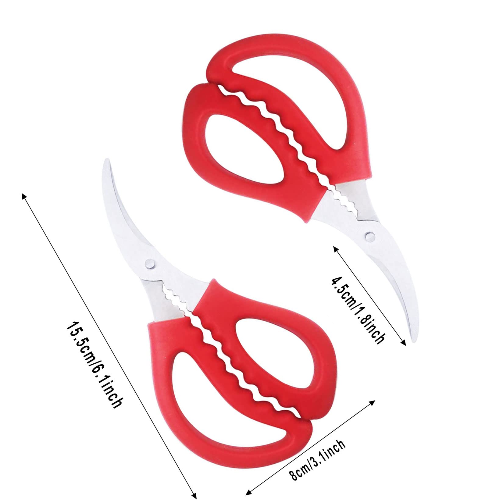 Luckkyme Seafood Tools, Lobster Crab Crackers Lobster Shellers Seafood Forks Seafood Forks(8 Pieces, Red)