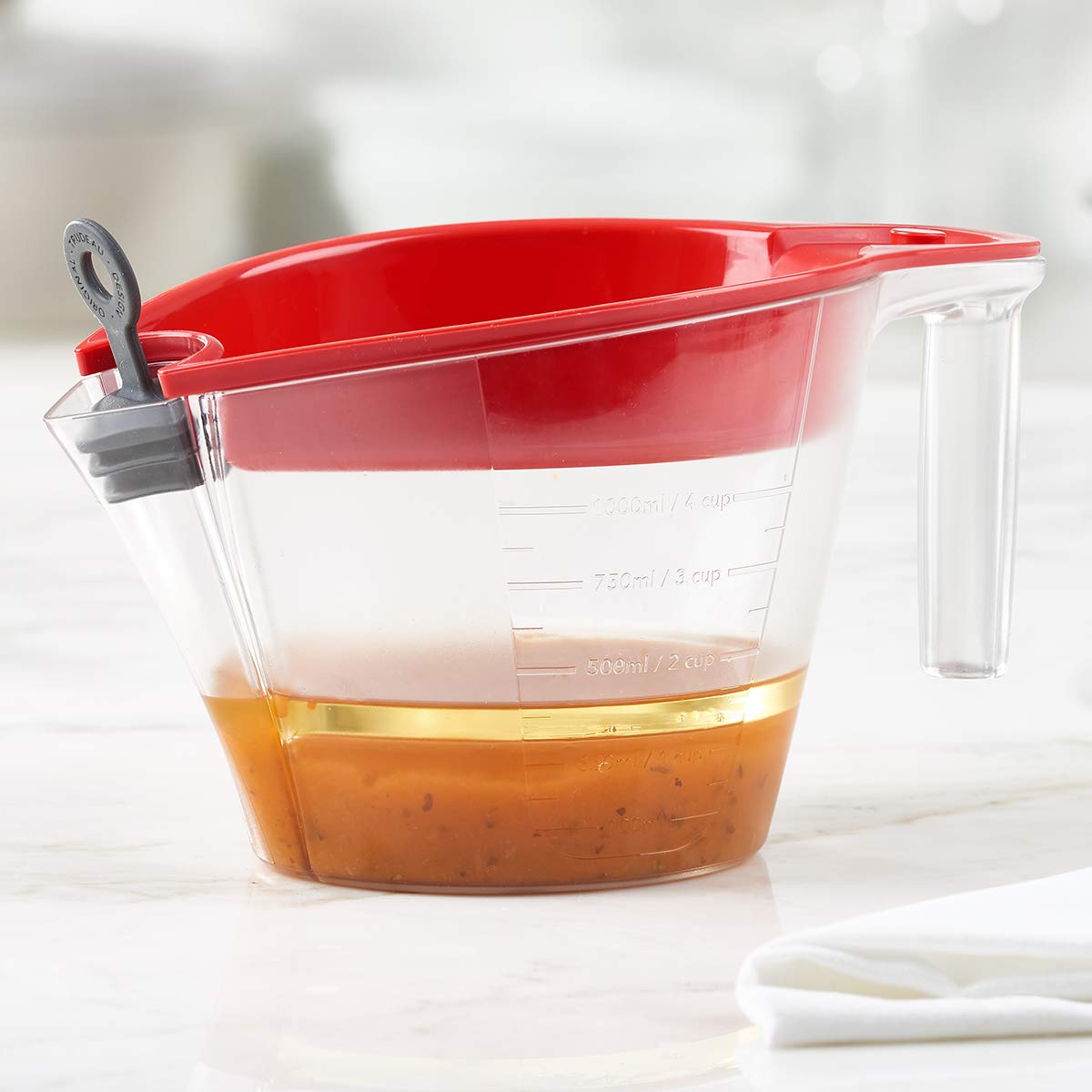 Trudeau Gravy Fat Separator - 4 Cup, Red and Clear, Model 05117231
