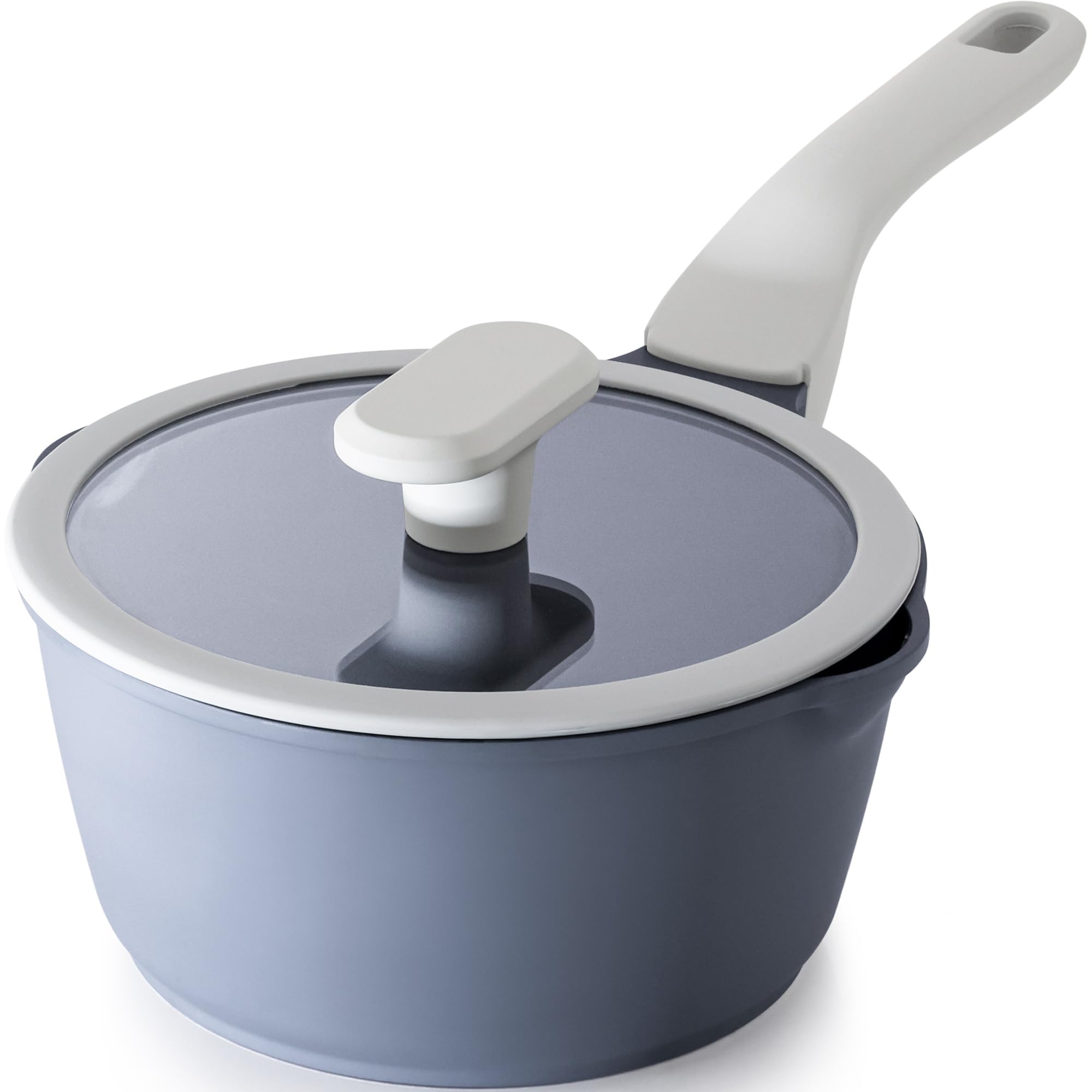 PRICUSIS Nonstick Saucepan with Lid, 2 Quart Ceramic Sauce Pan, Non Toxic Sauce Pot with Pour Spouts for Multipurpose Use, PTFE,