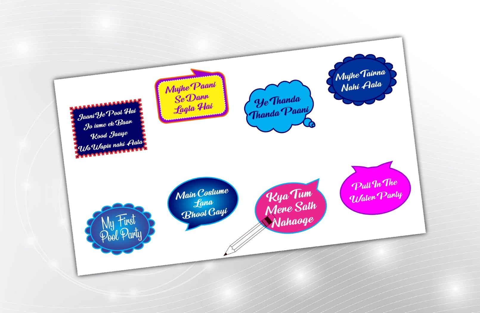 PartyStuff Pool Theme Props  Pool Party Speech Bubbles (8 Cards)