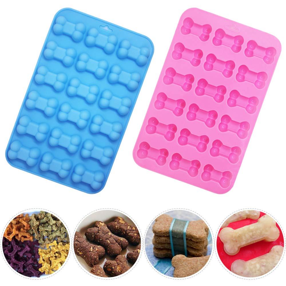 Set Of 7, Puppy Dog Paw And Bone Silicone Molds With Stainless Steel Bone Cookie Cutter, Findtop Food Grade Silicone Molds (Pink