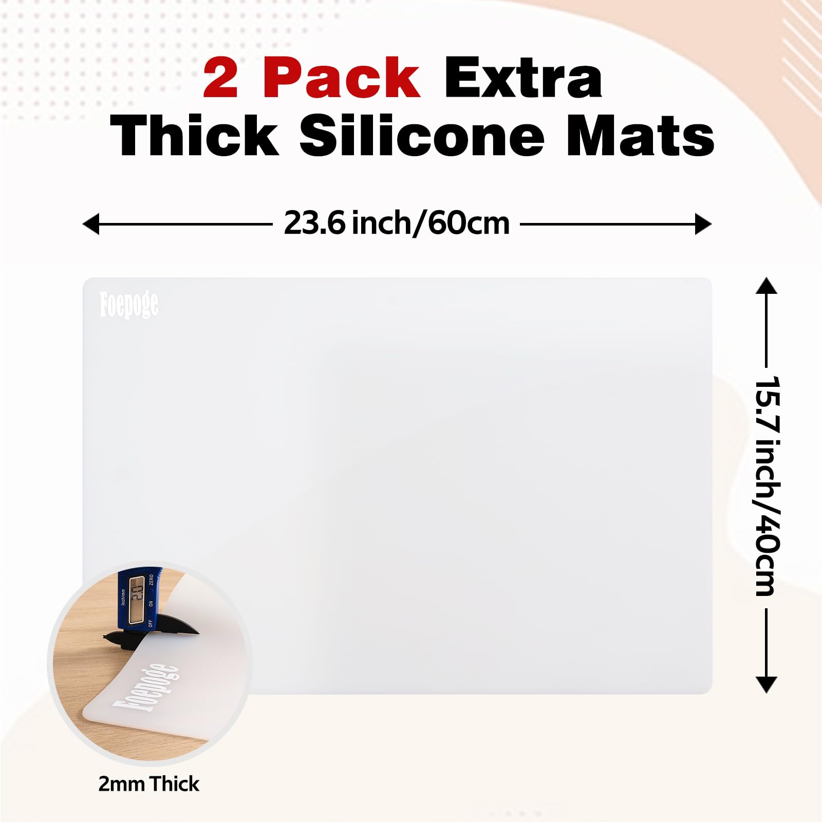 2Mm Extra Thick Silicone Mats For Kitchen Counter Heat Resistant Mat, 23.6'' X 15.7'' Silicone Countertop Protector Mat Large Pl