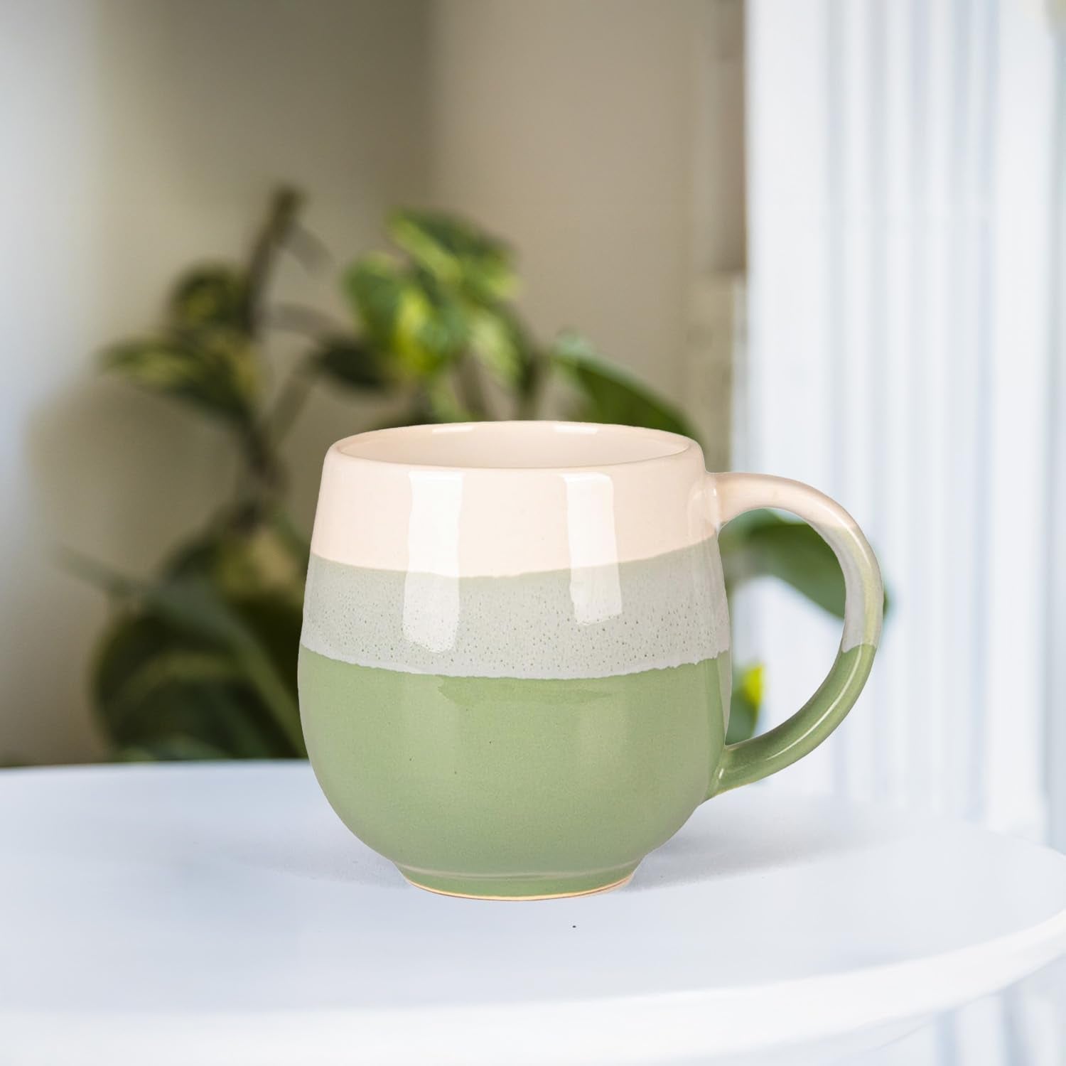 U & U UNIQUE UTILITIES Ceramic Coffee Mug Milk Cup for Home & Office Gift - 450 ML (Olive Green)