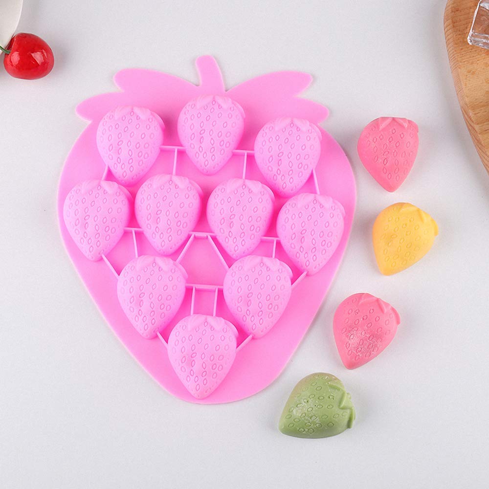2Pcs Strawberry Ice Cube Tray, Strawberry Silicone Molds Set For Chocolate Candy Cake Cupcake Soap Baking Jello Cookie Wax Crayo