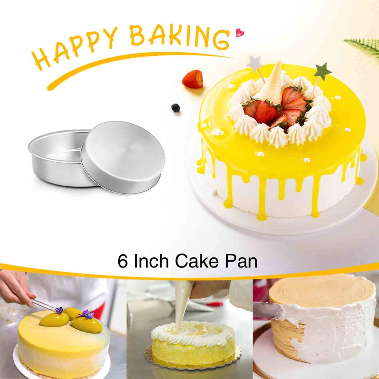 Teamfar 6 Inch Cake Pan, 4 Pcs Round Tier Cake Pans Set Stainless Steel For Baking Steaming Serving, Fit In Oven Pot Air Fryer,