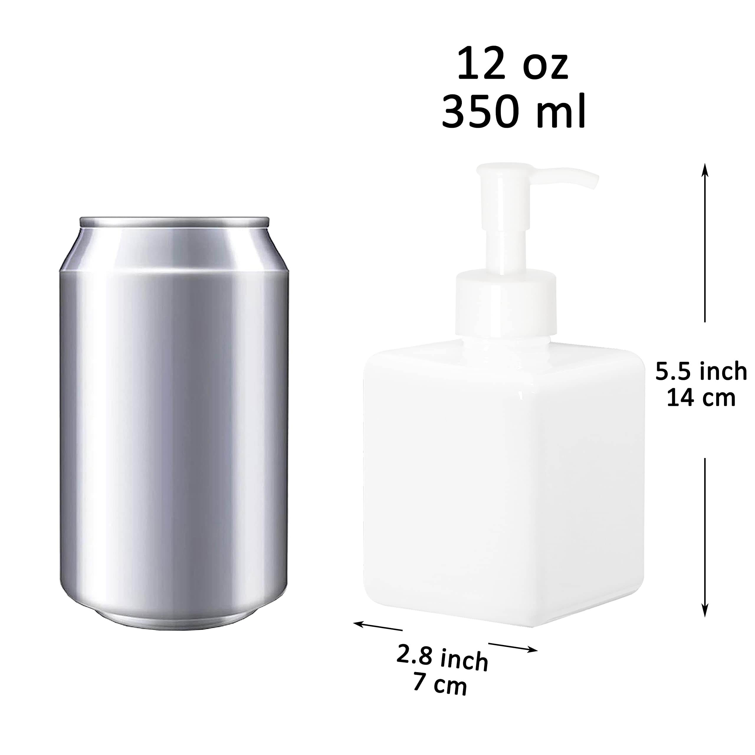 Youngever 5 Pack Plastic Pump Bottles, White Refillable Plastic Pump Bottles With Travel Lock (12 Ounce)
